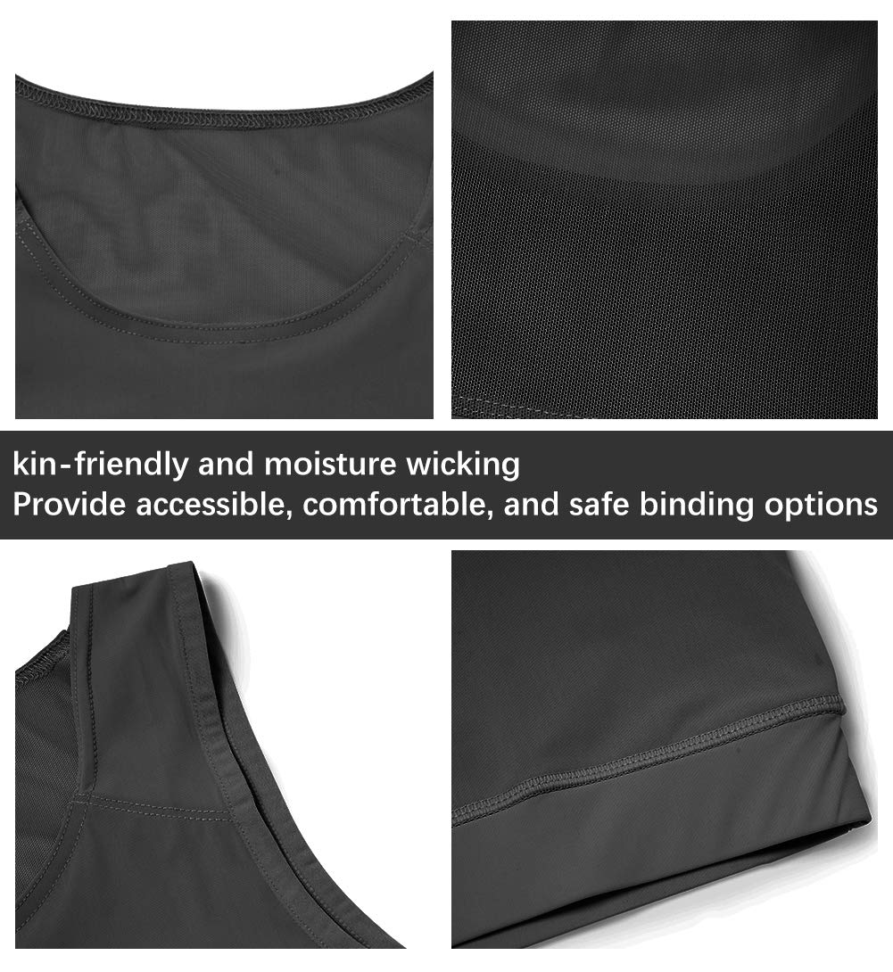 Idtswch Chest Binder For Transgender Breast Binder Half Ftm Binder Flat Binder Bra Cotton Elastic(Black,L)