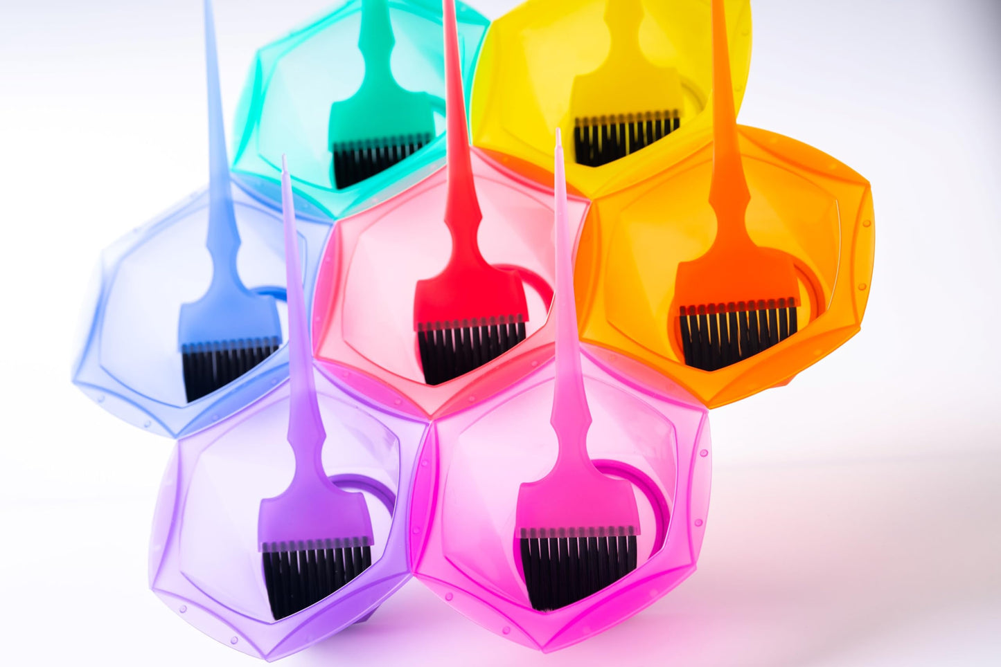 Professional Salon Hair Dye & Coloring Brush and Tint Bowl Set, 7 Rainbow Application Brushes and Mixing Bowls (Pastel Rainbowl)
