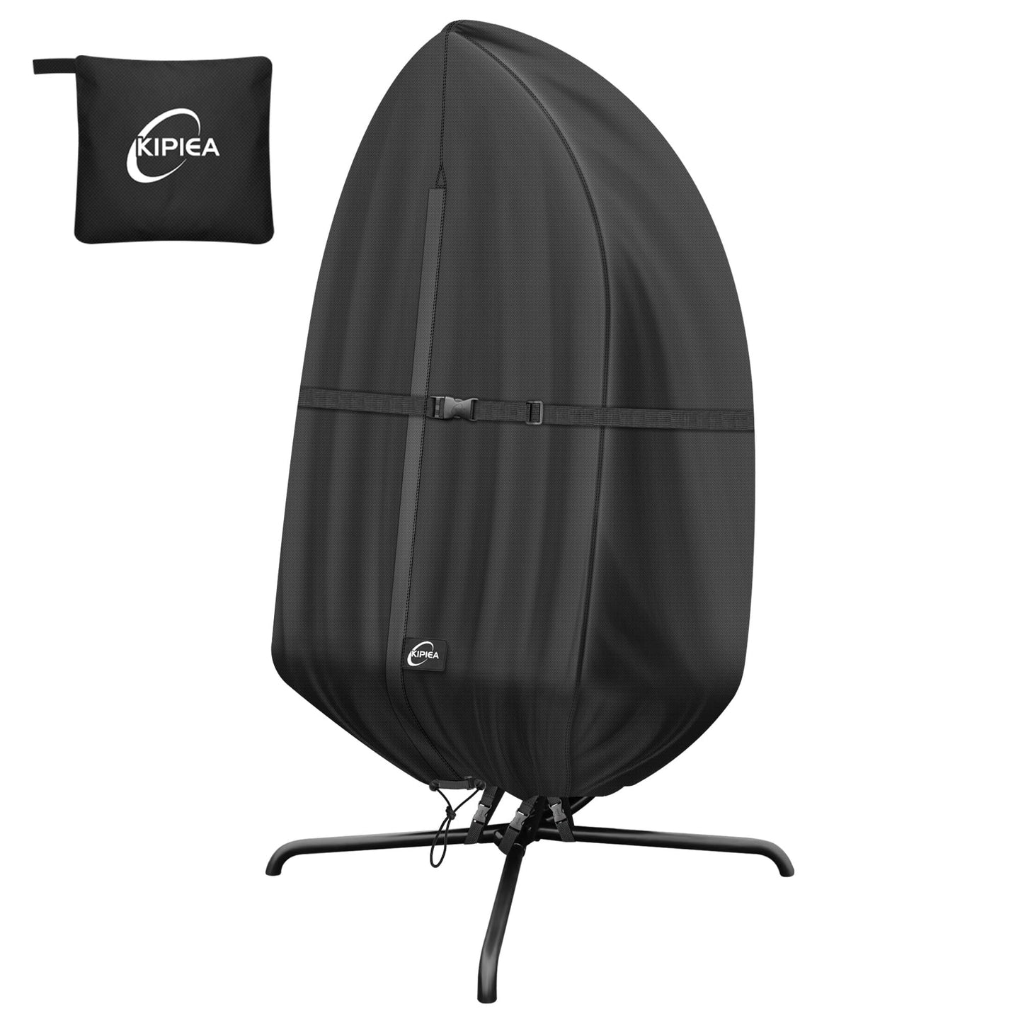 Kipiea Patio Egg Chair Covers Waterproof, Upgraded Outdoor Hanging Egg Chair Covers with Waterproof Zipper, 420D Single Seat Swing Chair Cover, Windproof, Anti-UV, No Tears ( Up to 45" W x 75"H )
