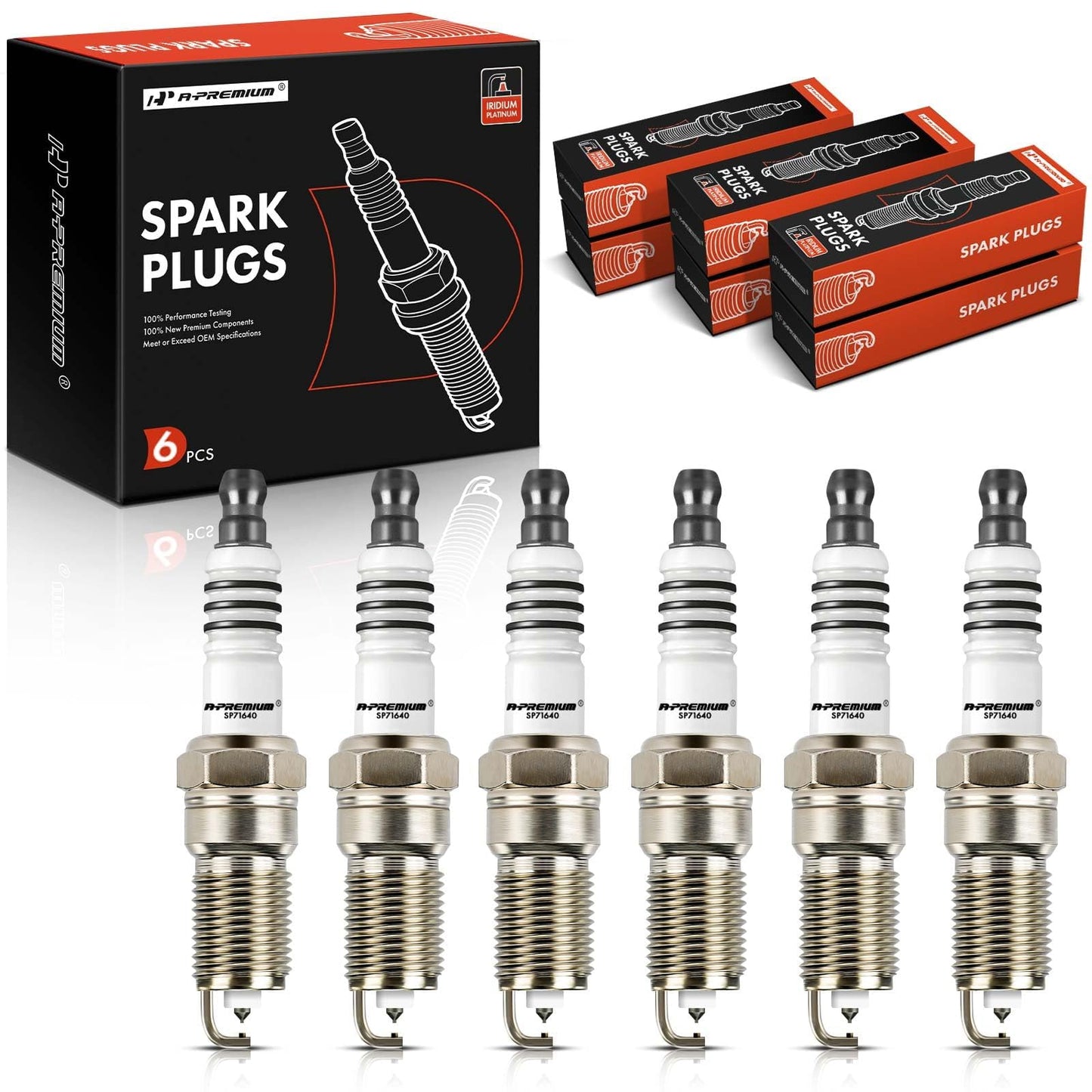 A-Premium 6PCS Iridium Platinum Spark Plugs Compatible with Buick, Chevrolet, Ford, GMC & Mazda Vehicles - Regal, Equinox, Impala, Ranger, Sierra, Tribute - 1988-2008, 3.1L-4.3L