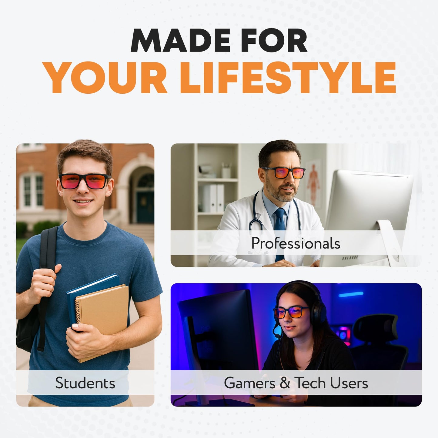 PROSPEK Blue Light Blocking Glasses SOLARIS – Orange Lenses Filter 99.9% Blue Light, May Improve Sleep, Focus & Eye Protection