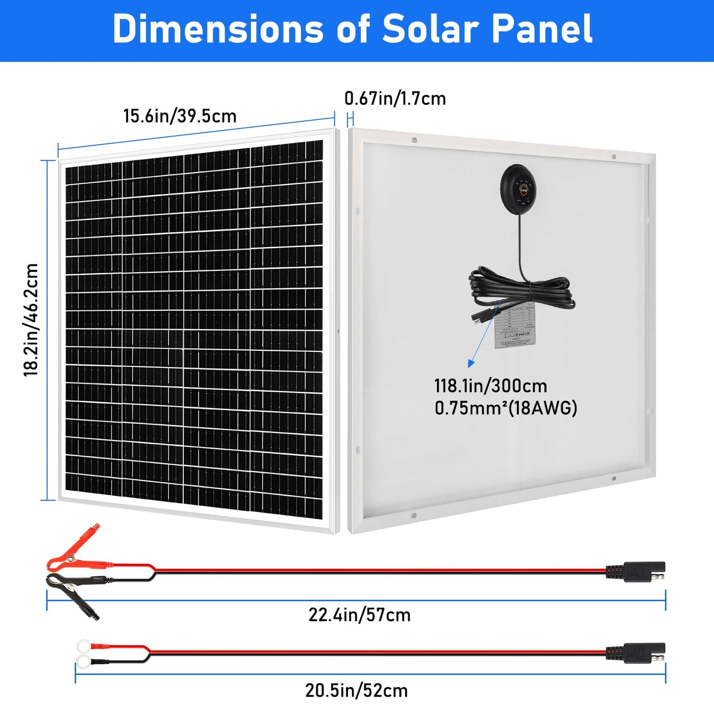 24V 30W Solar Battery Trickle Charger Maintainer with Rear-mounted Intelligent PWM Controller/SAE Cable Waterproof Solar Panel for 24V Rechargeable Battery of Car RV Marine Tractor Boat Motorcycle ATV