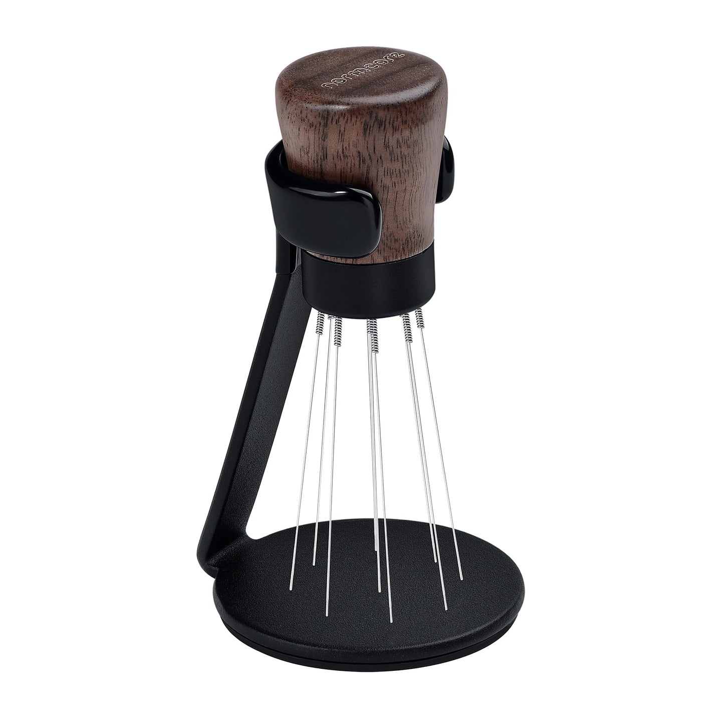 Normcore WDT Tool V2.1 with Stand, 9 Prong 0.23mm Espresso Distribution Too, Weiss Distribution Technique, Magnetic Coffee Stirrer with 16 Extra Needles, American Walnut Wood Handle, New Upgraded
