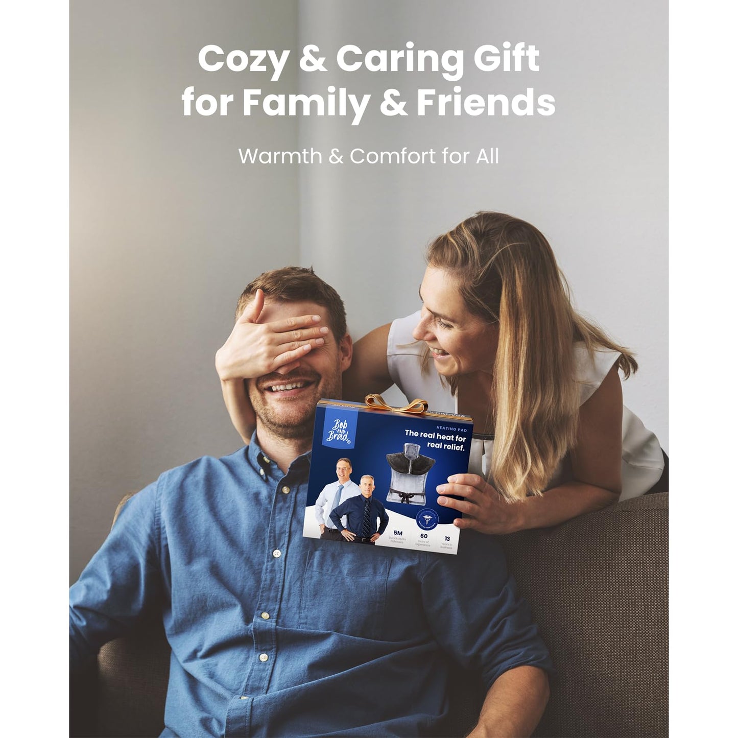 BOB AND BRAD Heating Pad for Back, 24"x34" Large Edge-weighted Electric Heat Pad for Neck, Shoulders & Full Body Comfort, Fast Heating, ETL Certified, Gift for Women Men Family