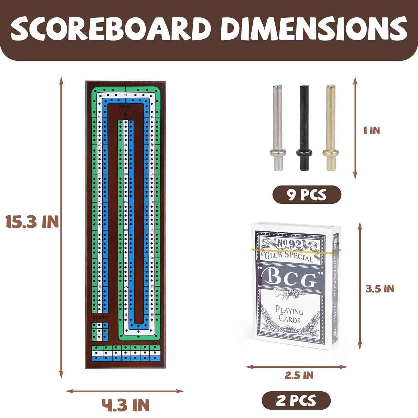 Wooden Cribbage Board Game Set, Premium Wooden Board with Magnetic Lock and Metal Pegs, Strategy Card Game Cribbage - Travel Portable Cribbage Game Sets for Family