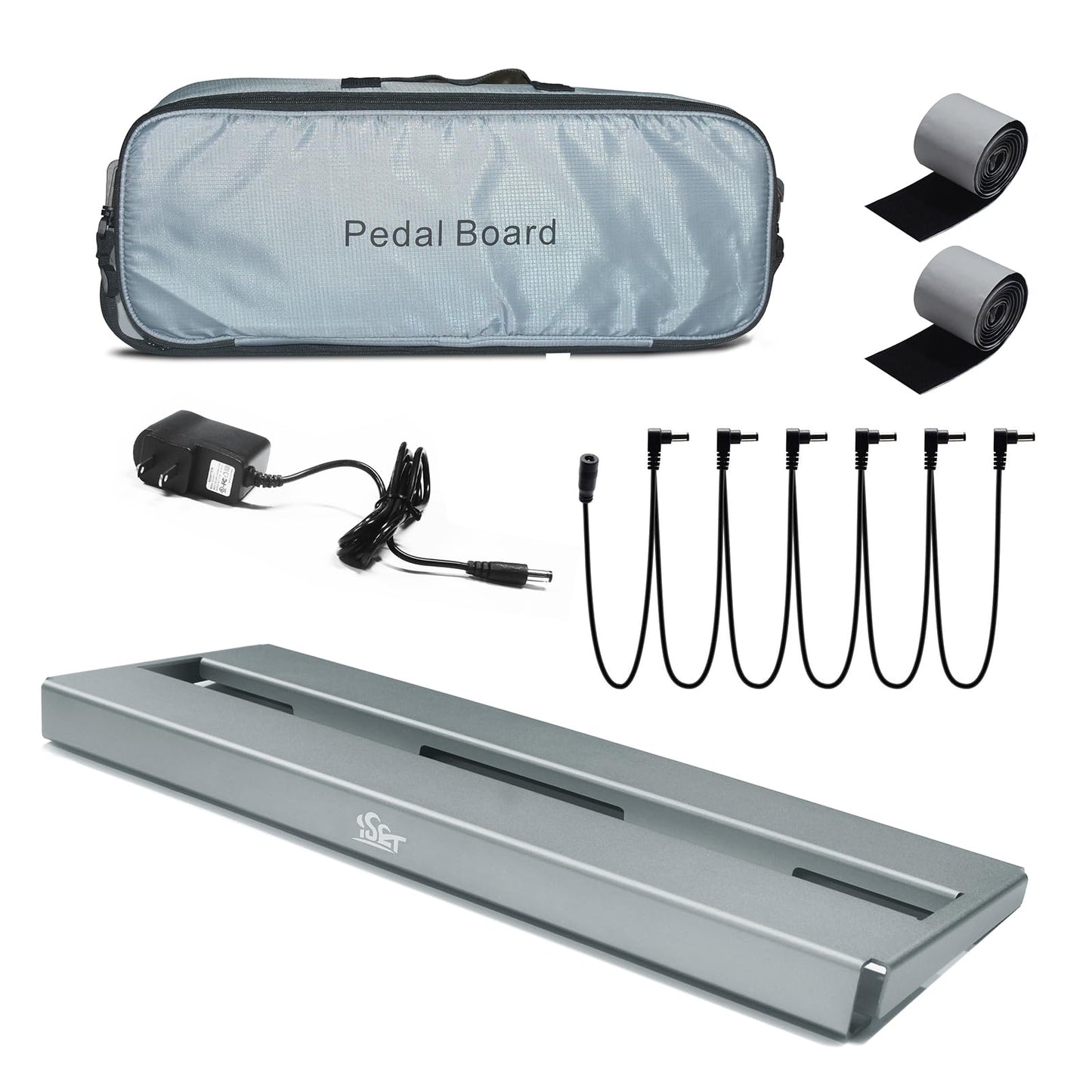 ISET Aluminum Pedal Board Super Light 1.23lb Effect Pedalboard Size 15" x 6.7" with Carry Bag