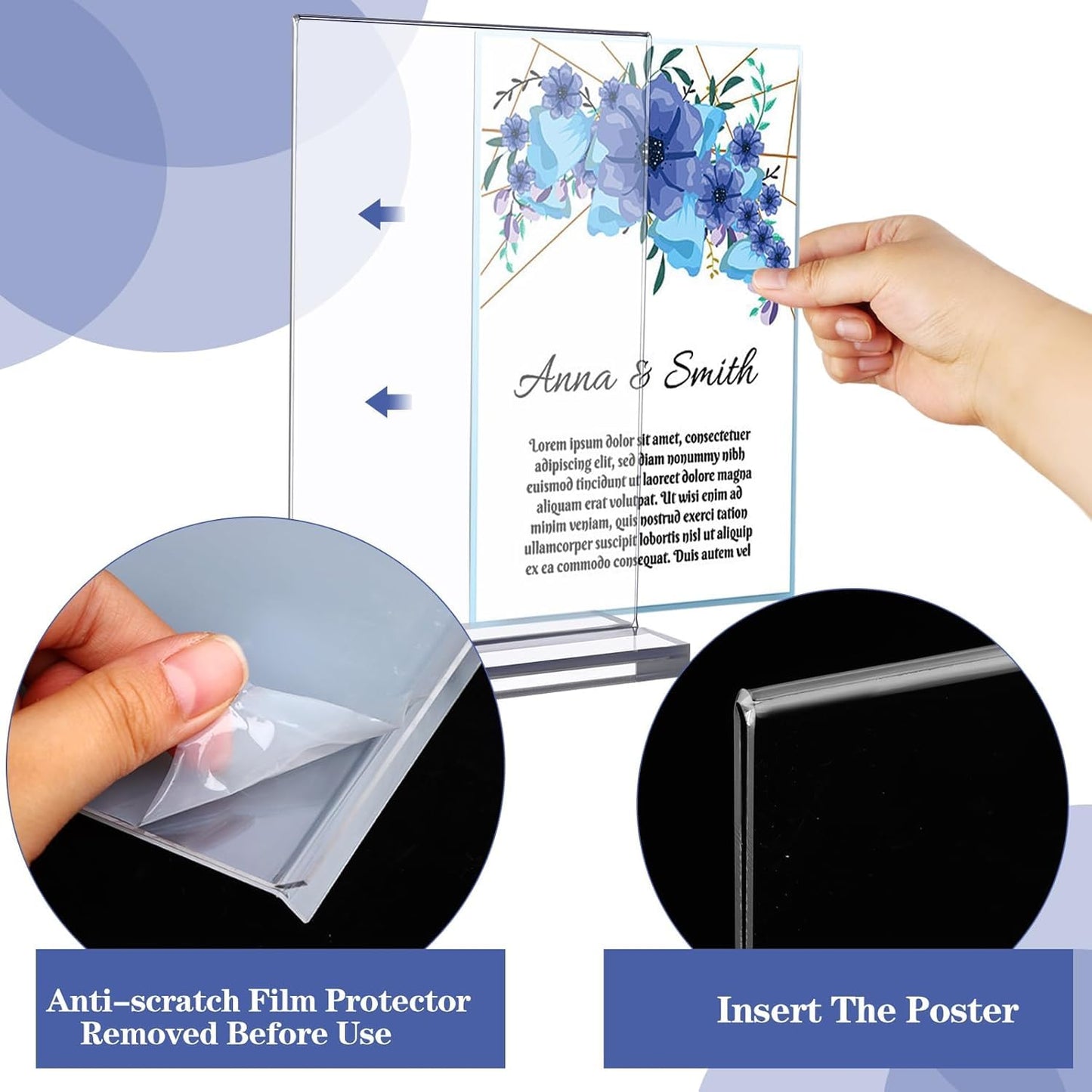 PIAOPIAONIU 20 Pack 4x6 Acrylic Sign Holder Double Sided Clear Display Stand Vertical T Shape Flyer Menu Brochure Table Holders for Restaurant Wedding School Office Hotel Party