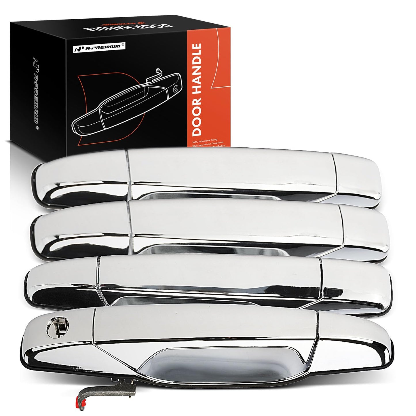 A-Premium Chrome Exterior Door Handles Compatible with Cadillac, Chevy & GMC Models - 2007-2014 - Silverado 1500 2500HD 3500HD Suburban Tahoe Avalanche Sierra Yukon Escalade - 4-PC Set, Front and Rear