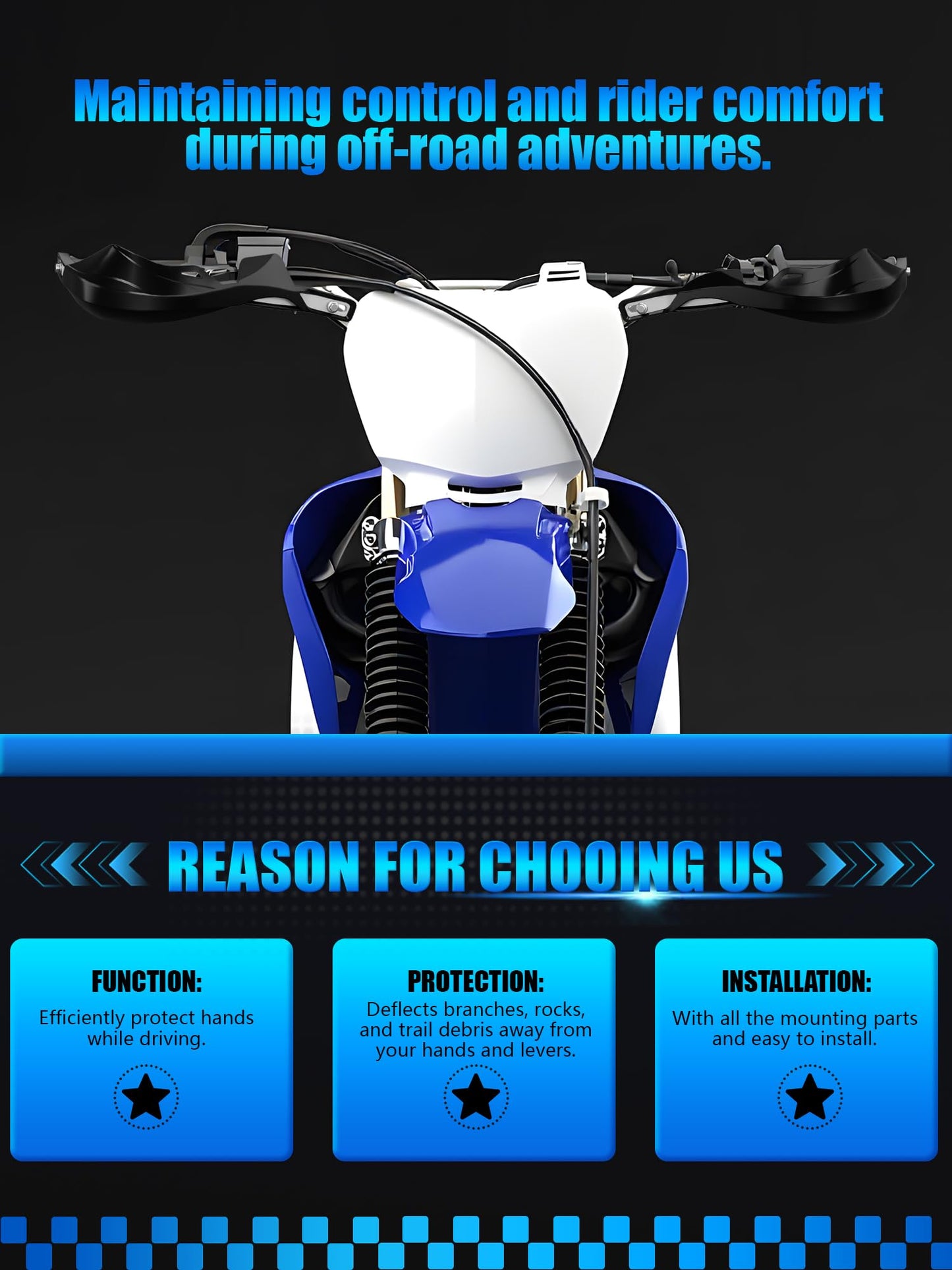 JFG RACING Dirt Bike Handguards,7/8" and 1 1/8" Handlebar Motorcycle Hand Guards Accessories Universal for CRF XR YZF XC KX 125 150 250 300 Motorcycle Ebike ATV Pit Bike Motocross Enduro MX -Black