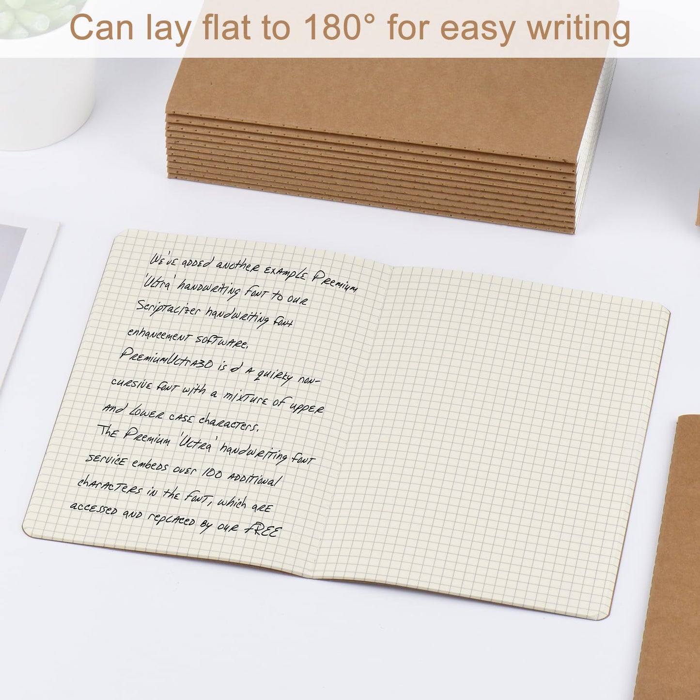 ZCZN A5 Square Grid Notebook 36 Pack, Kraft Jounurals Notebooks 60 Pages(30 Sheets), 8.15 * 5.5 Inches Notebooks Bulk, Diary, Subject, Memo Notebooks for Work, School, Office