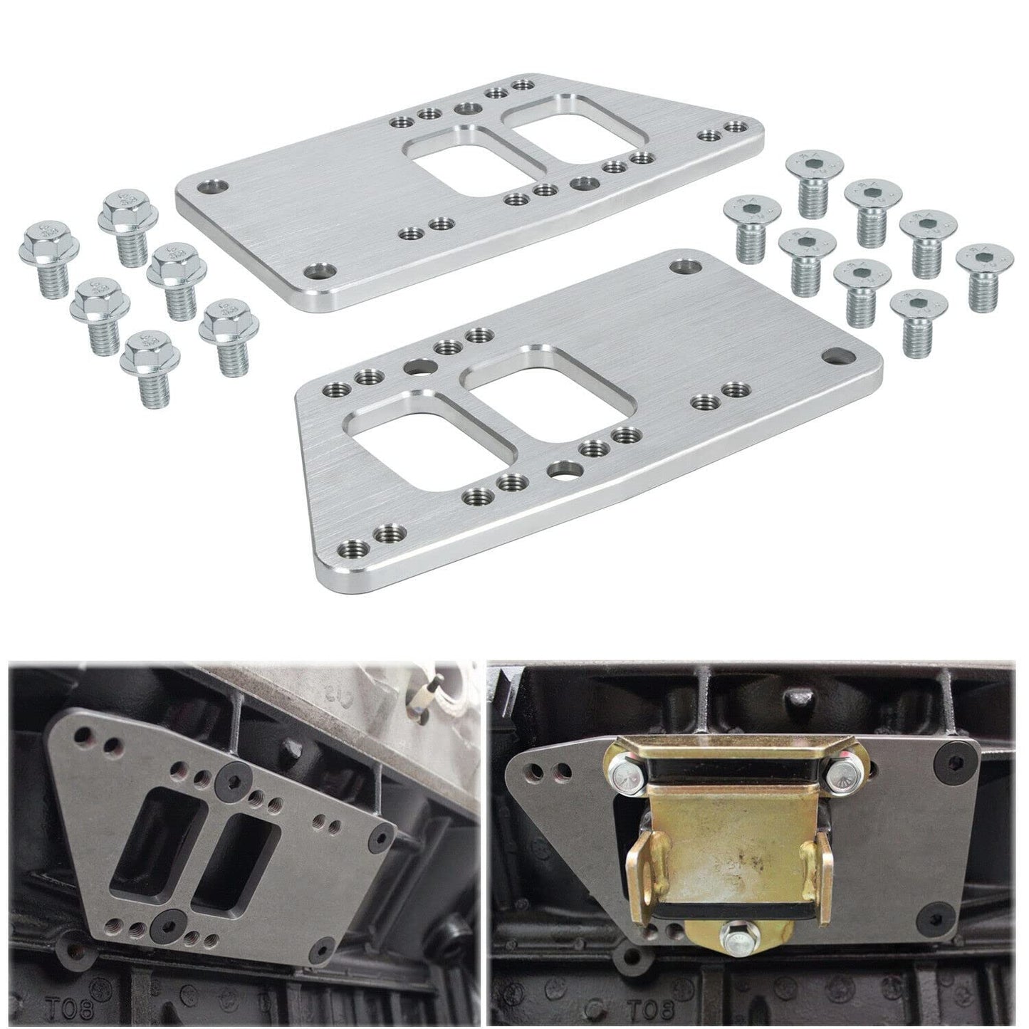 BAGARAATAN LS Swap Motor Mounts Adapter Plates,LS Conversion Adjustable Universal Swap Bracket Small Block,Billet Aluminum Engine Mounts for LS1 LS3 LS2 LQ4 LQ9 LS6 L92 L99 L33 LR4 for SBC Vehicle
