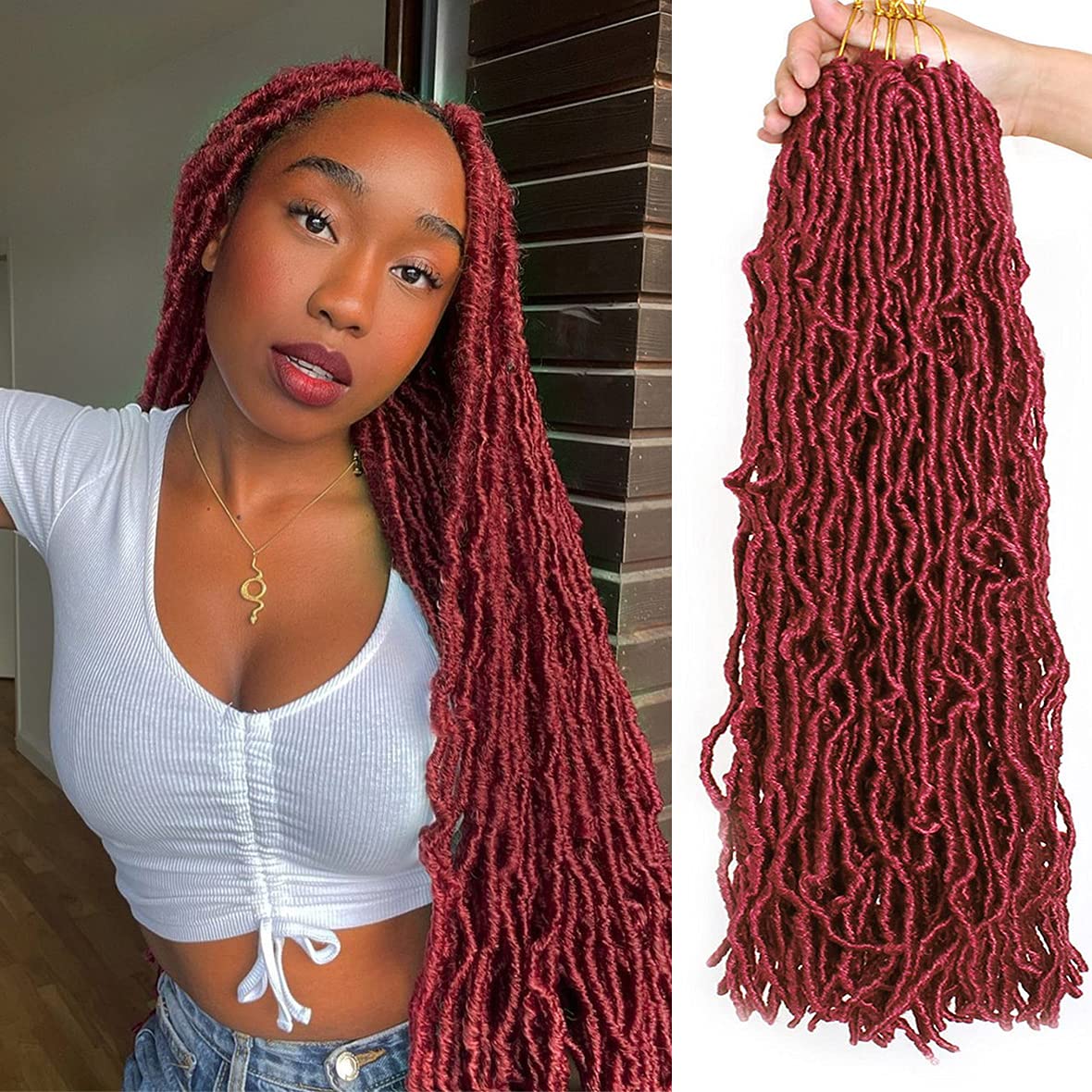 ZRQ 7 Bundles Crochet Synthetic Hair 24" 7 Bundles 7 Bundles Long Soft Crochet Goddess Hair Braids Crochet Braids Soft Pre-Curled Hair Locs Braided Afro Roots Synthetic Hair Extensions (24", Insect #)