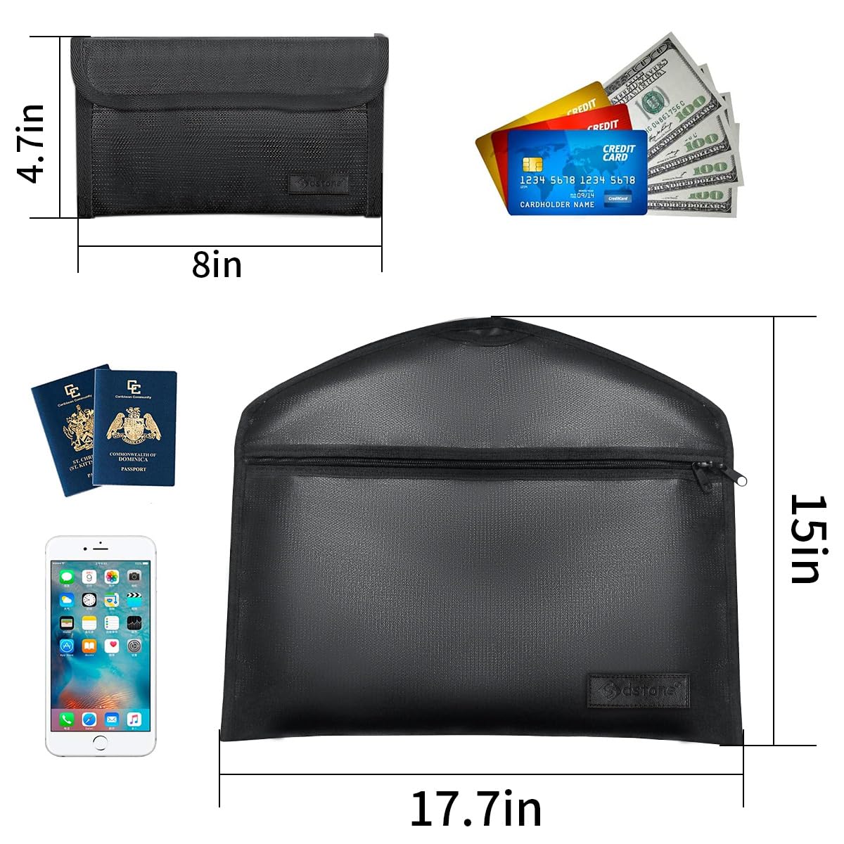 Sdstone Hanger Diversion Fireproof & Waterproof Safe with Lock and Small Fireproof Bag, Hidden pocket safe hanger, Under Hanging Clothes with Pocket to Hide