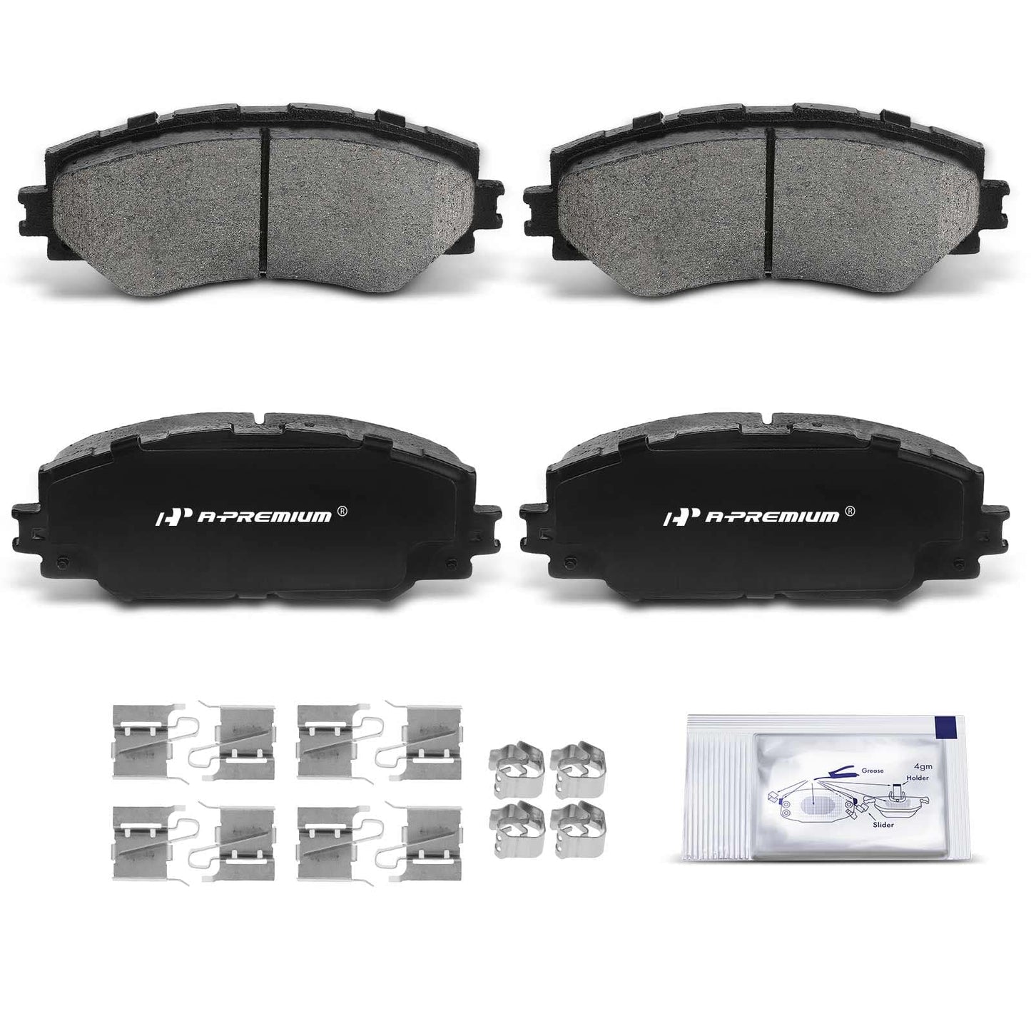 A-Premium Front Ceramic Disc Brake Pads Set Compatible with Select Toyota, Lexus, Scion and Pontiac Models - Corolla, Matrix, Prius V, RAV4, HS250h, xD, xB, Vibe, with Hardware, 4 Pcs