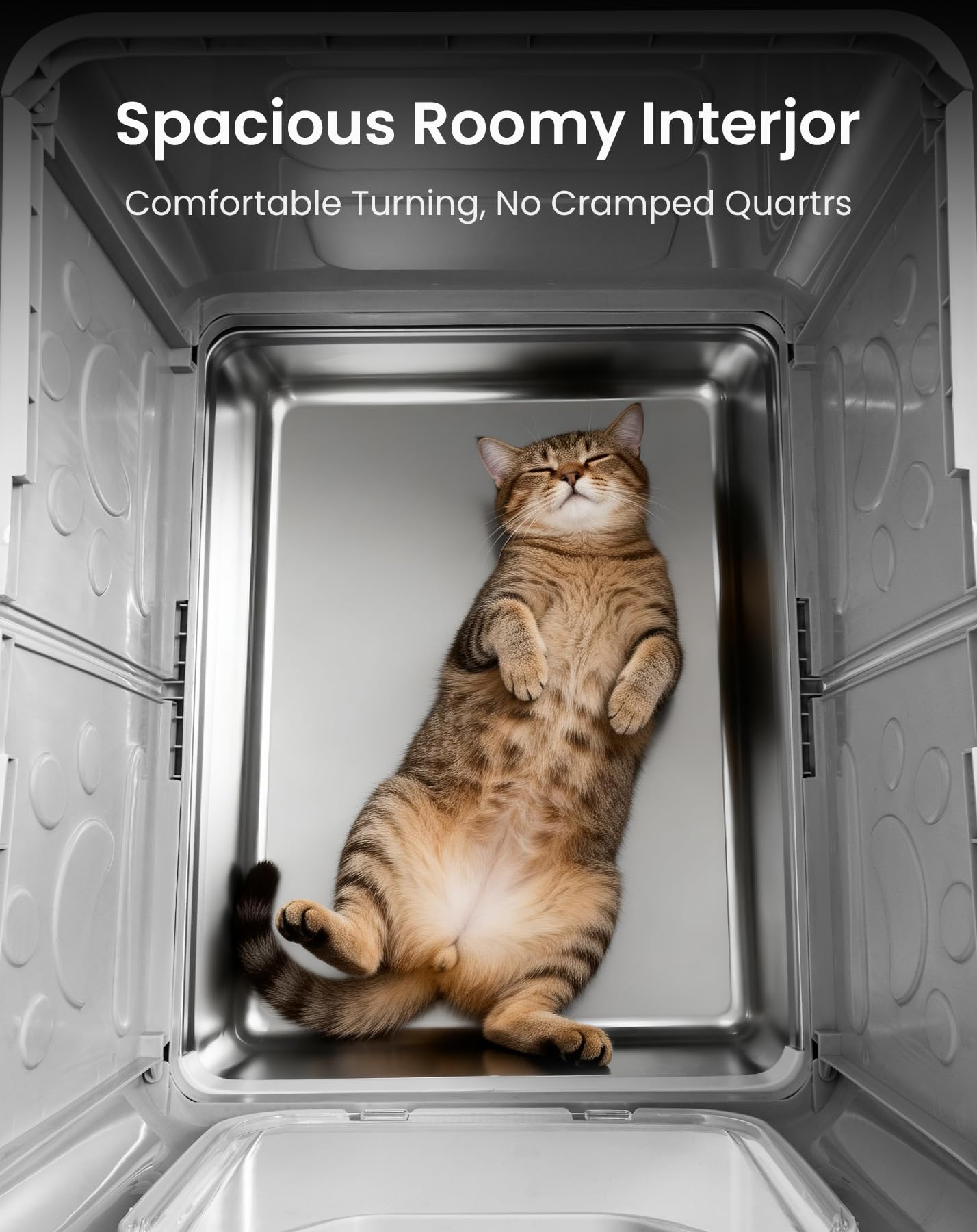 Mustry Stainless Steel Cat Litter Box, Large Enclosed Kitty Litter Box, Covered Metal Litter Box for Kittens to Large Cats, Drawer Design, Easy to Clean, Includes Scoop & Mat