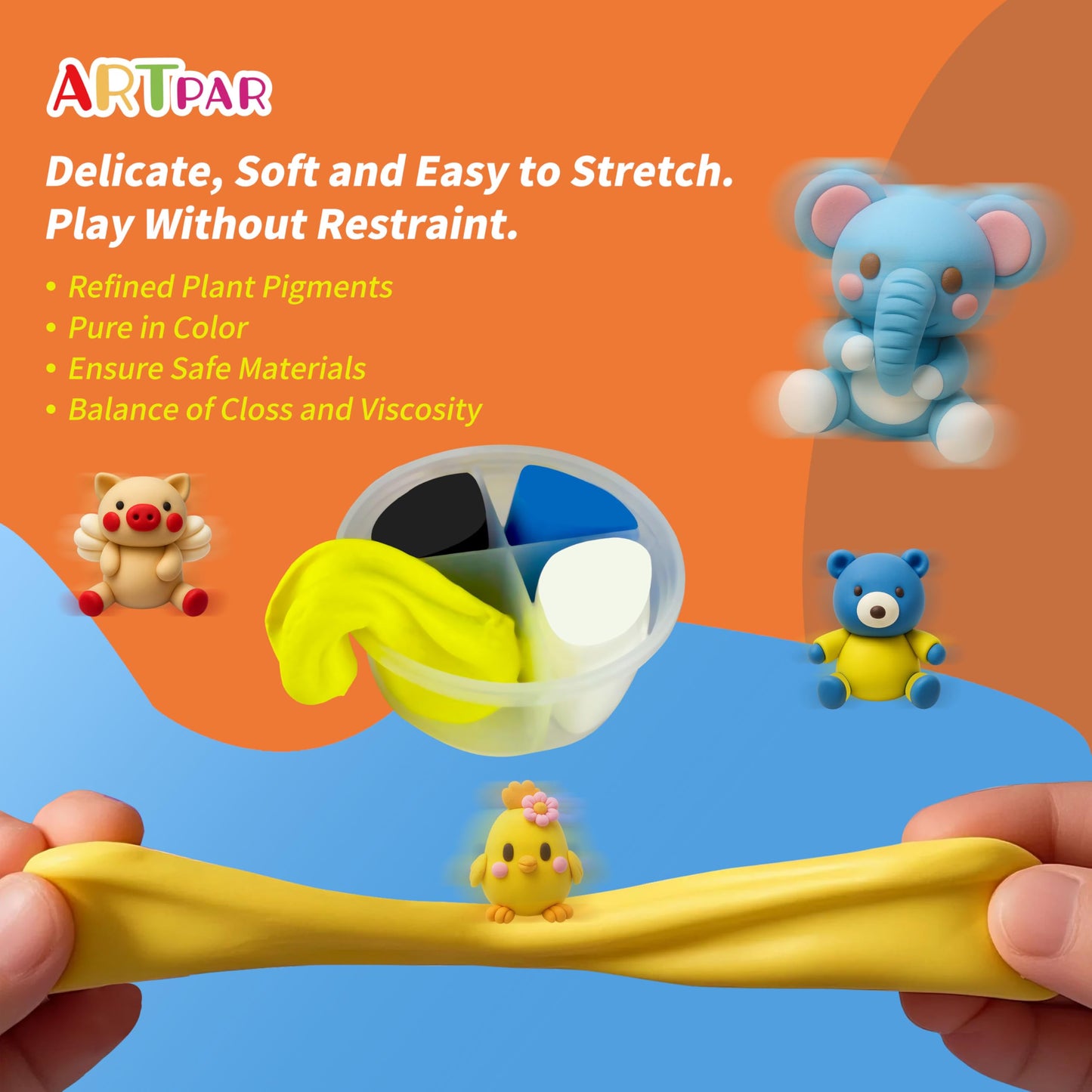 ARTPAR Air Dry Clay Kits for Kids-Modeling Magic Clay,12 Animals DIY Molding Clay Art Crafts Set,Ultra Light & Soft, Safe & Non-Toxic with Sculpting Tools & Tutorials, Unique Gifts for Boys & Girls
