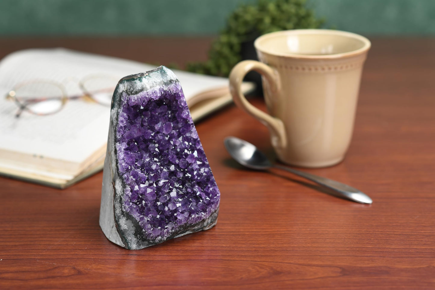 Premium Amethyst Geode Stone Cluster [3 to 3.5 lb.] - Each Piece is Unique & Natural - Real Raw Healing Crystal Rock from Uruguay - Deep Purple Decoration - FREE Selenite Wand