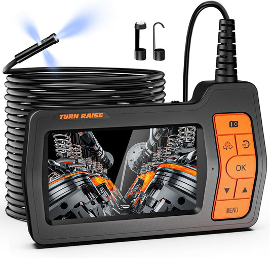 50FT Triple Lens Sewer Inspection Camera, 5" IPS Screen Industrial Borescope, 1080P HD Endoscope With Light, IP67 Drain Pipe Snake, Split Screen, 32G Storage Card, Carrying Case