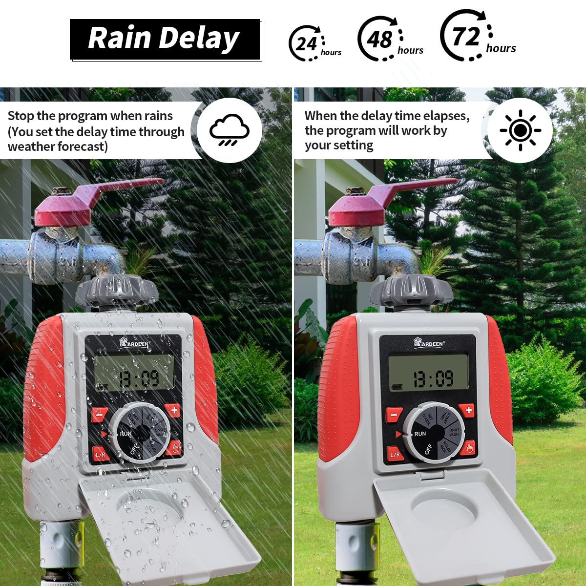 Electronic 2-Outlet Hose Water Timer Waterproof Programmable Garden Yard Sprinkler Timer Automatic Valve