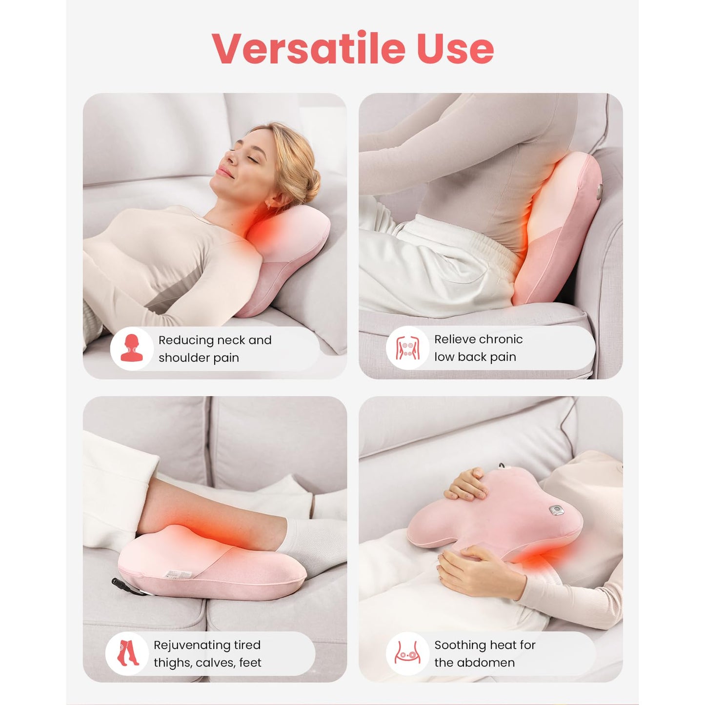 BOB AND BRAD Back Massager with Heat, EZBack Neck Massager Pink