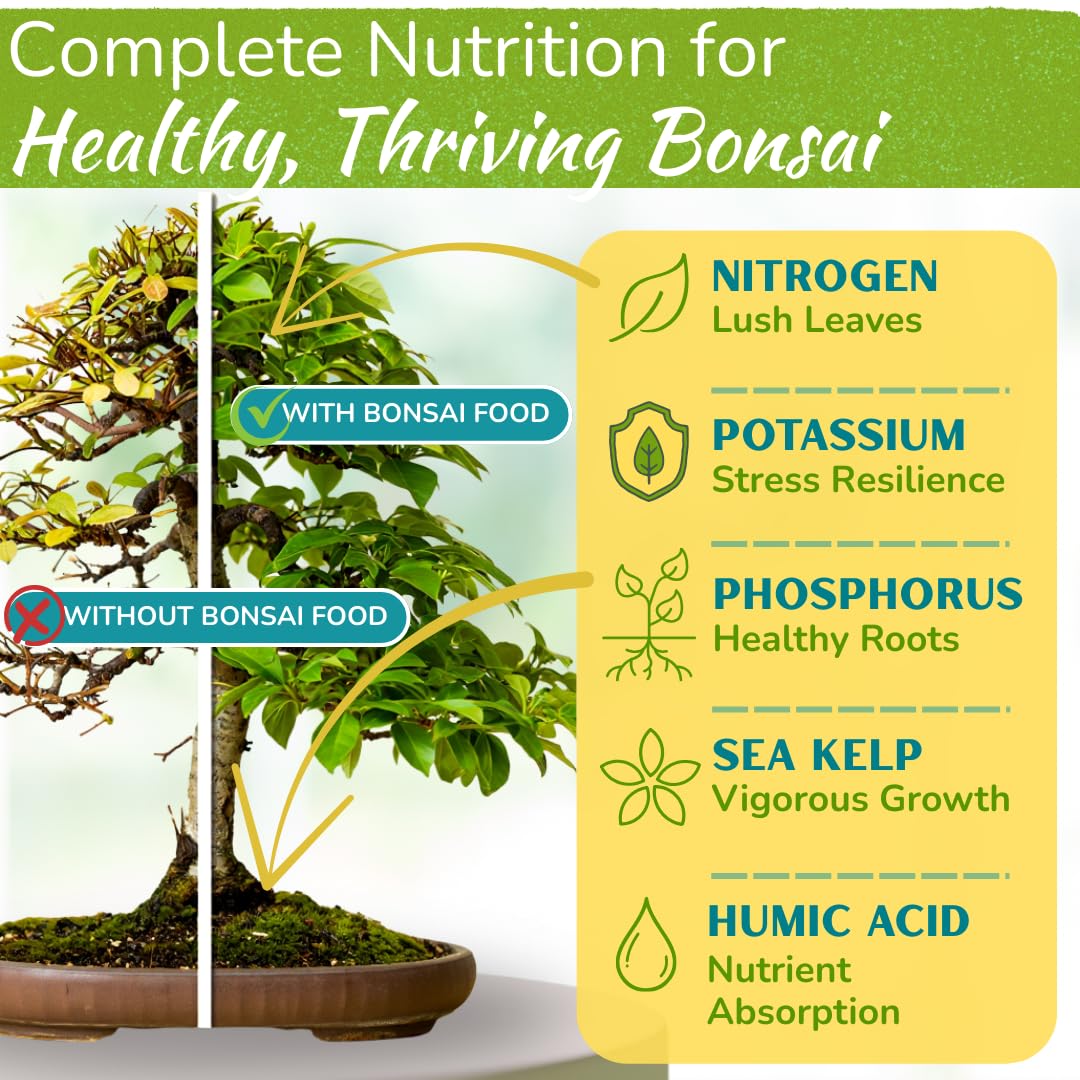 Bonsai Tree Food | Premium, Gentle Liquid Fertilizer for Healthy Growth, Strong Stems and Beautiful Blooms | 3-3-3 Balanced NPK Concentrate | 8 oz (240 ml)