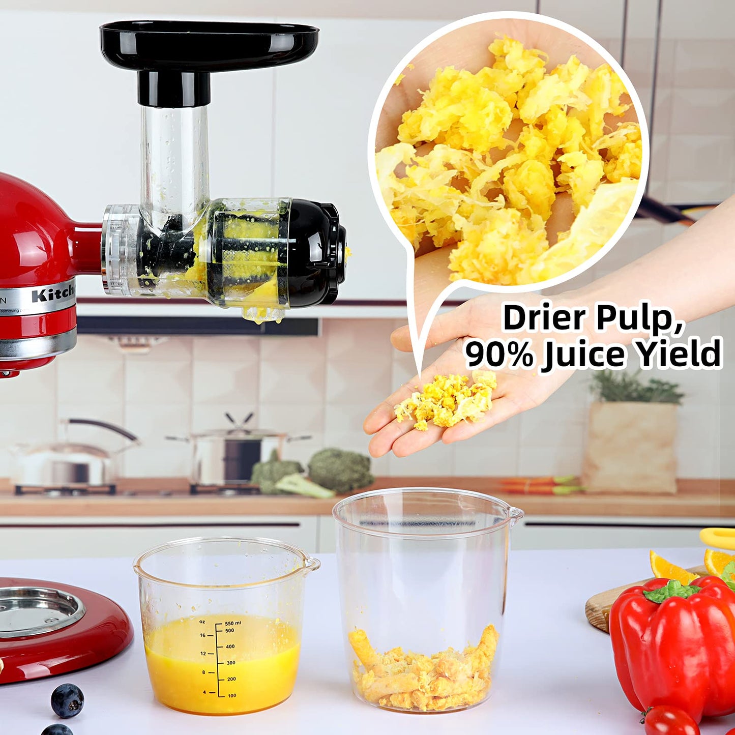 Gdrtwwh Masticating Juicer Attachment for Kitchenaid Mixers, Slow Cold Press Juicing Compatible with Kitchen Aid Stand Mixers, Black