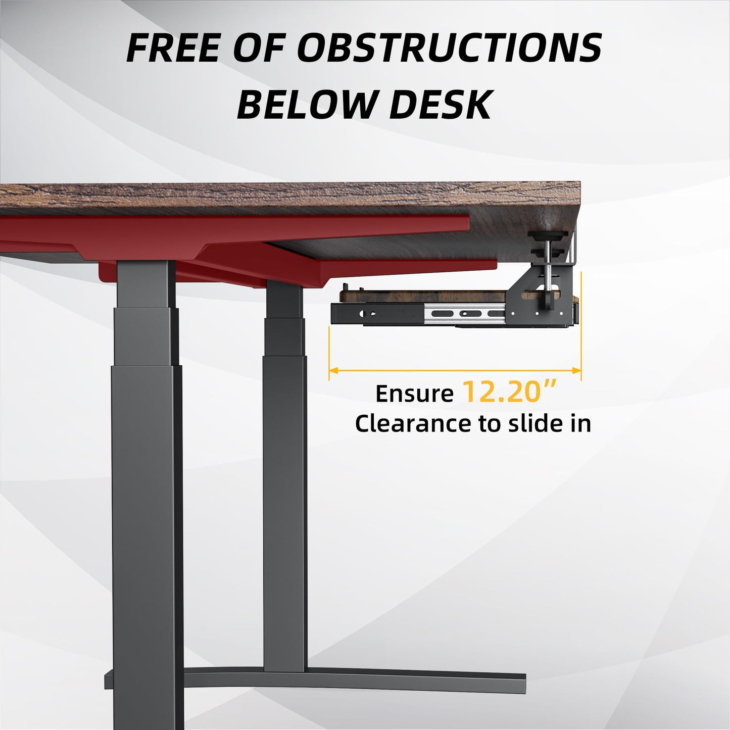 ETHU Under Desk Keyboard Tray - Small Slide Out Keyboard Shelf with C Clamp Mount, 19.7" x 11.8" Ergonomic Pull Out Tray for Home Office Desk, Walnut
