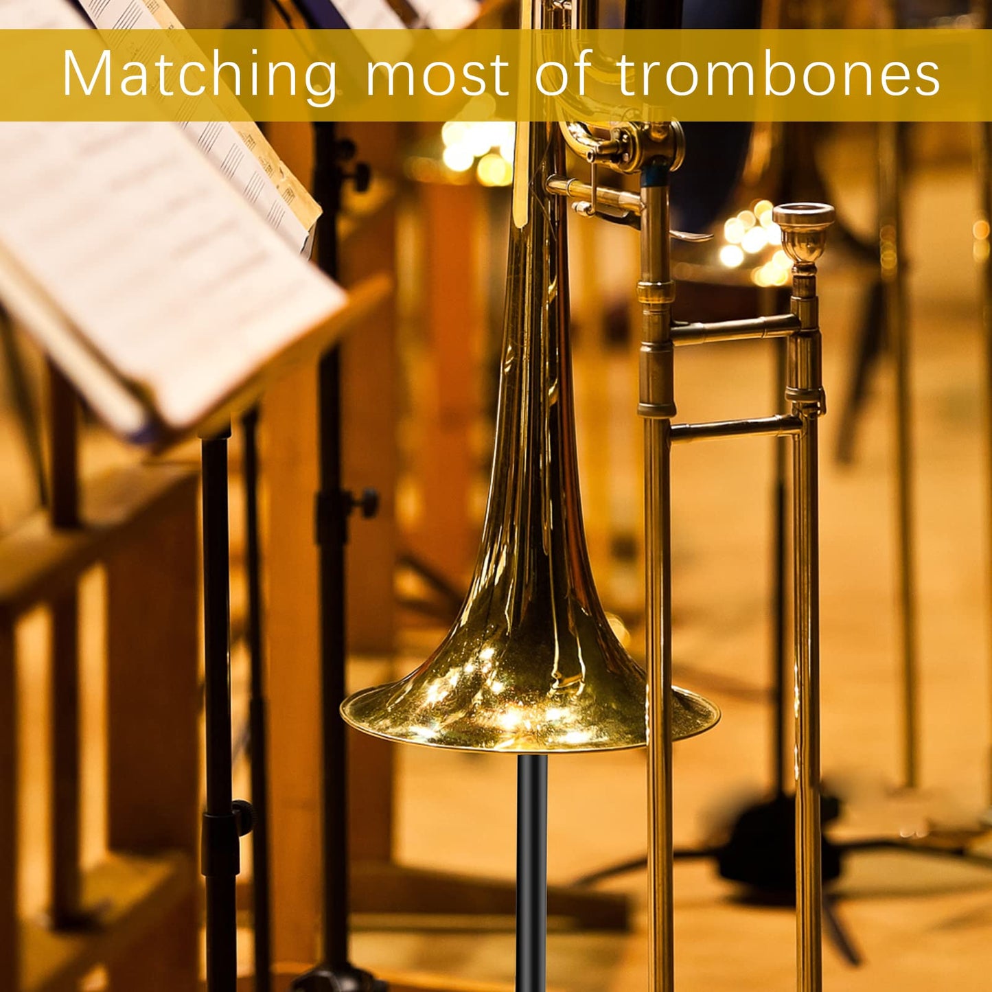 EASTROCK Trombone Stand, Retractable Height Adjustment, Triangular Stable Construction for Standard-sized Trombone