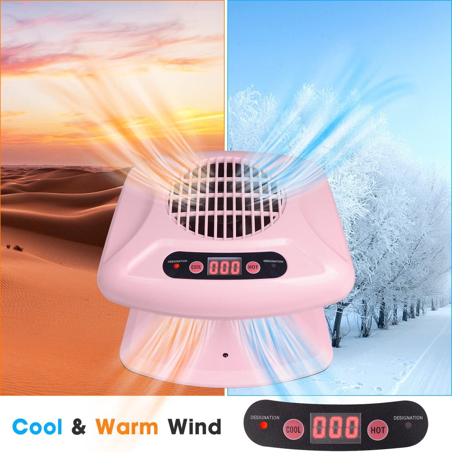Air Nail Dryer with Automatic Sensor, 300W Timing Air Nail Fan Blow Dryer for Both Hands and Feet, Warm & Cool Wind Blower Dryer for Regular Nail Polish, Home and Salon Use No Harmful (Pink)