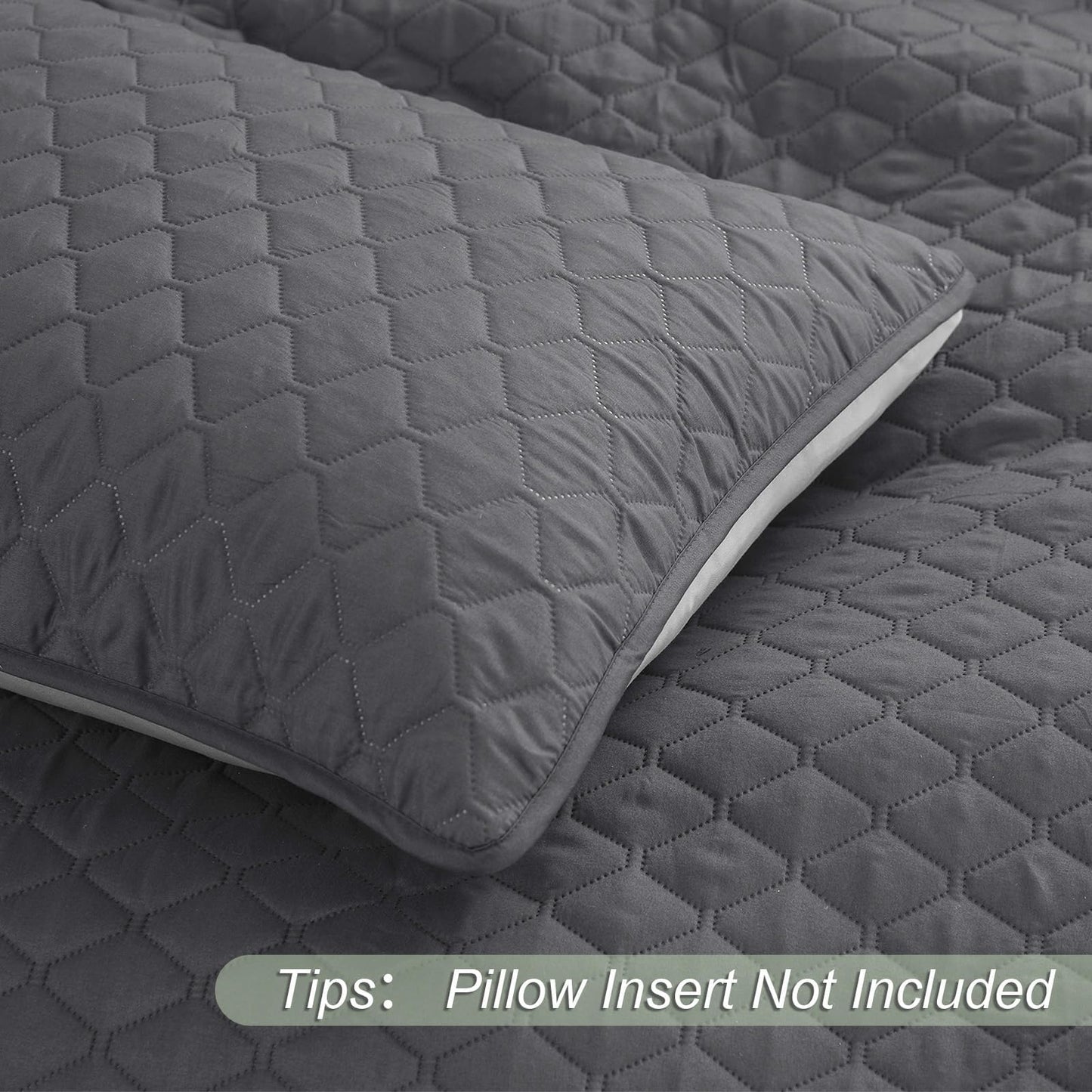 Exclusivo Mezcla Ultrasonic Reversible 3 Piece King Size Quilt Set with Pillow Shams, Lightweight Bedspreads/ Coverlet/ Bed Cover - (Grey, 92 inchx104 inch)