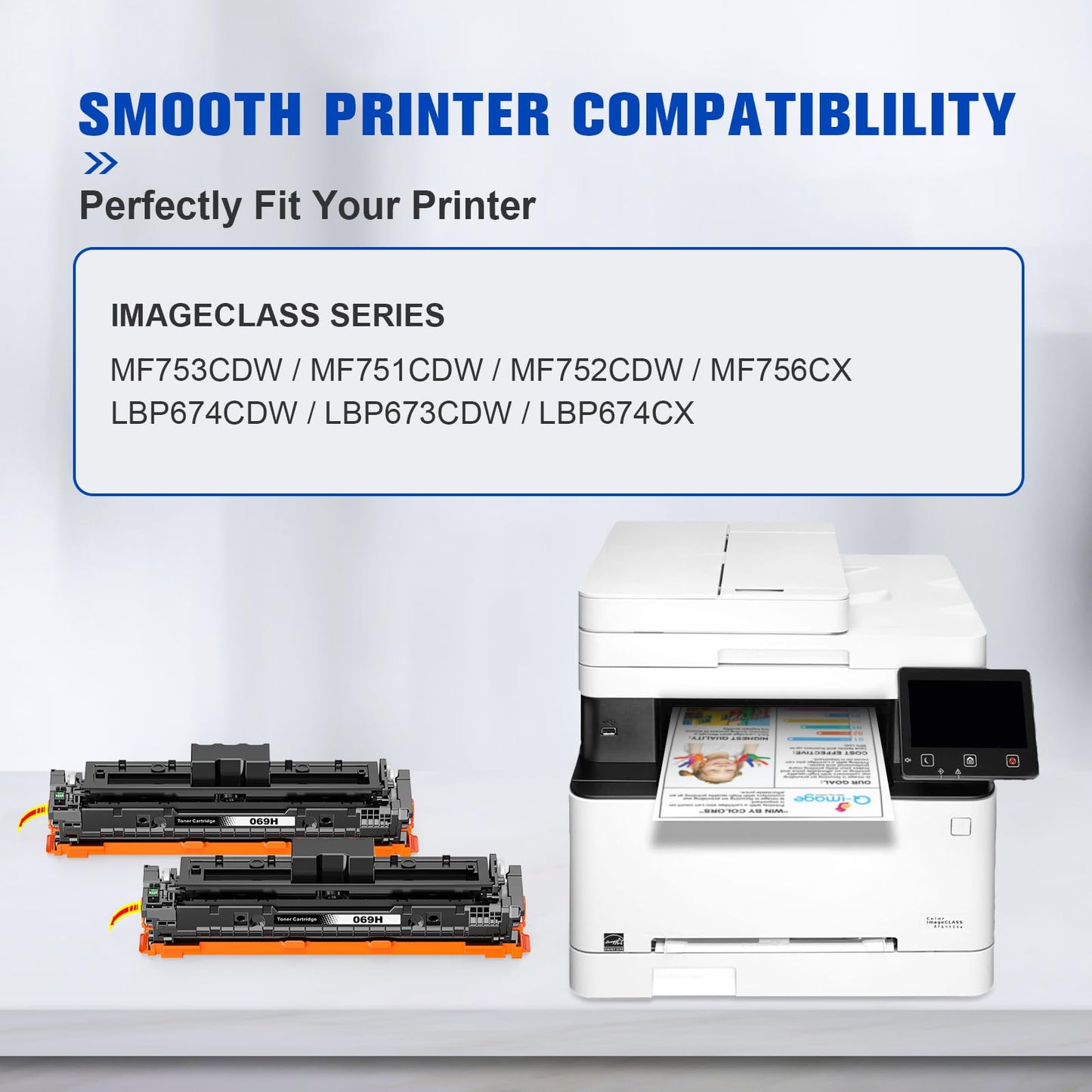 【2 Black】 CRG-069H Compatible Toner Cartridge Replacement for MF753Cdw MF751Cdw Replacement for Canon 069 069H CRG-069 CRG-069H Work with Canon imageCLASS MF753Cdw MF751Cdw LBP674Cdw