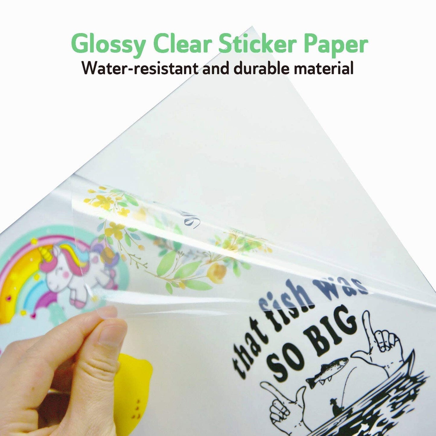 Koala Clear Sticker Paper for Inkjet Printer - Waterproof Clear Printable Vinyl Sticker Paper - 8.5x11 Inch 50 Sheets Transparent Glossy Sticker Paper for DIY Personalized Stickers, Labels, Decals