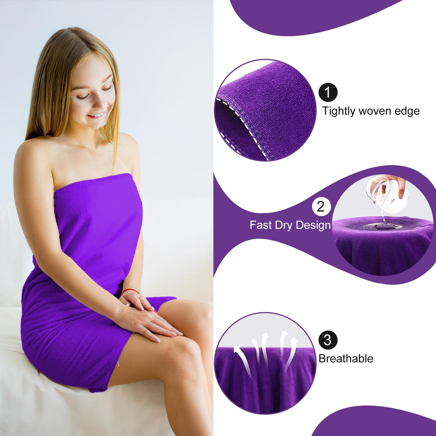 2 Pcs Extra Large Bath Towels, 40 x 80 Inch Oversized Bath Sheets Jumbo Microfiber Ultra Soft Shower Towels for Hotel,SPA,Camping Beach,Bathroom,Highly Absorbent Quick Dry(Dark Purple)
