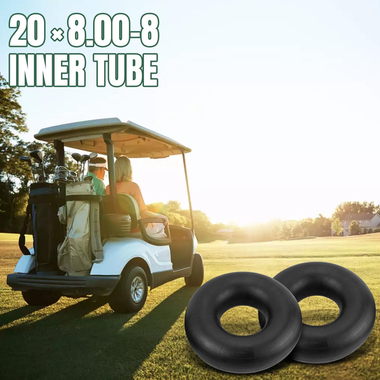 NIGOOLATA 20x8.00-8 Inner Tubes, 20x8-8, 20x10.00-8, 20x10-8 Inner Tube Replacement with Straight Valve Stem (2-Pack) - for Mower, Tractor, Golf Cart, ATVs