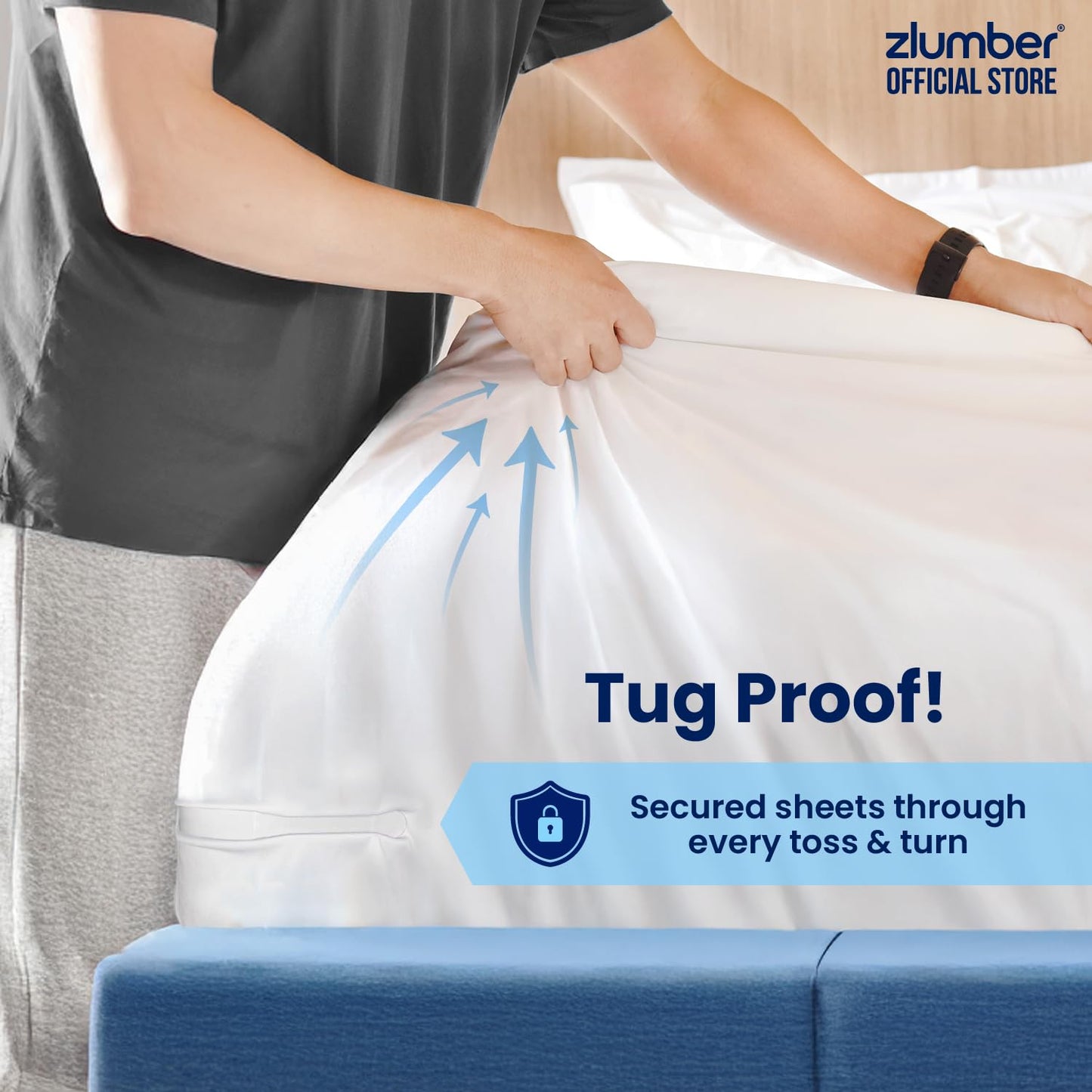ZlumberLock Bed Sheet Holder - Sheet Holders for Corners with Heavy-Duty Mattress Straps - Fitted Sheet Holder, Universal Fit, Easy One-Time Installation