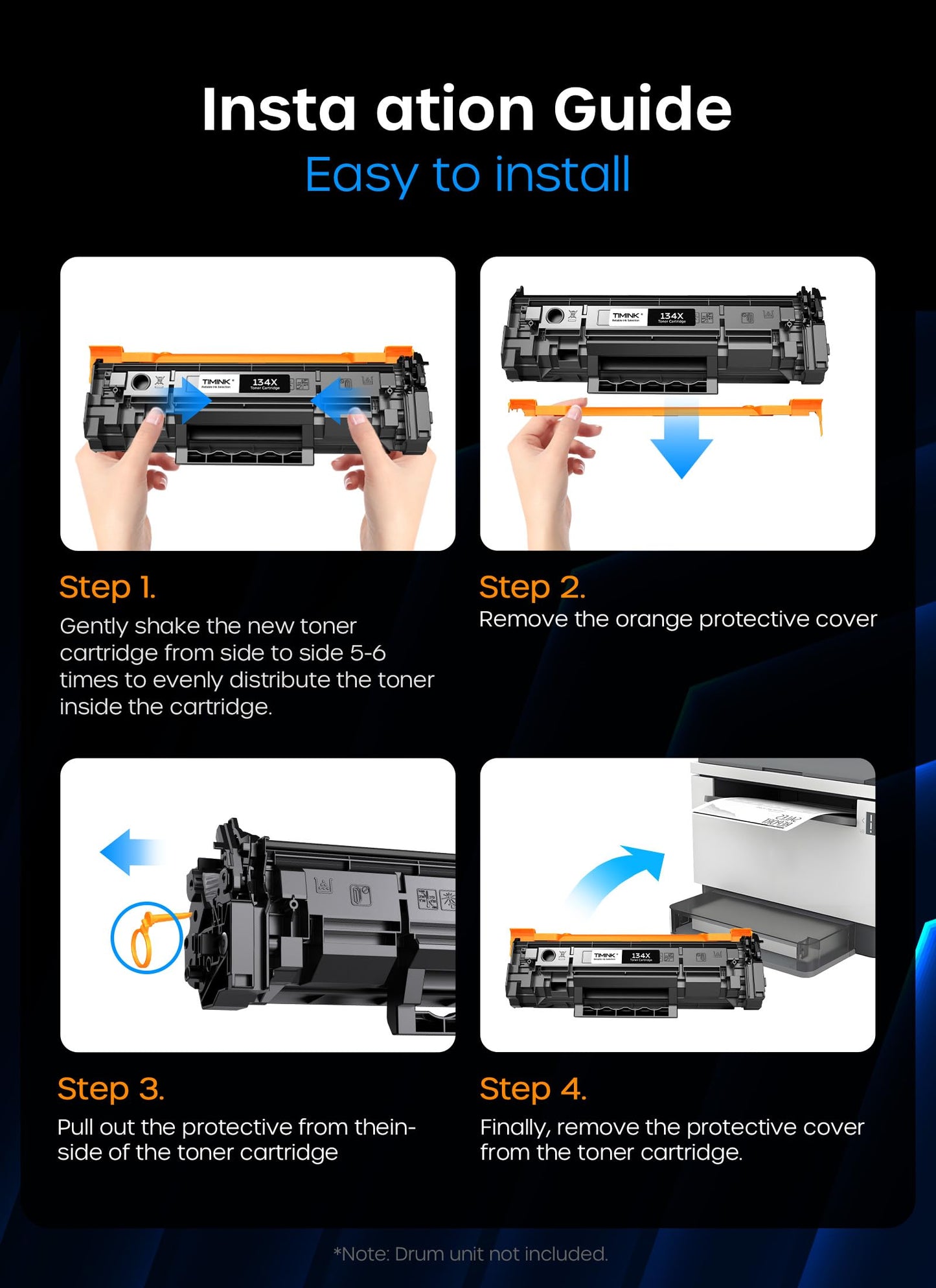 134X Black Toner Cartridges (with Chip) Replacement Compatible for HP 134X W1340X 134A W1340A Toner Cartridges Work with Laserjet M209dw MFP M234dw M234sdw M234sdn Printer (2 Black)
