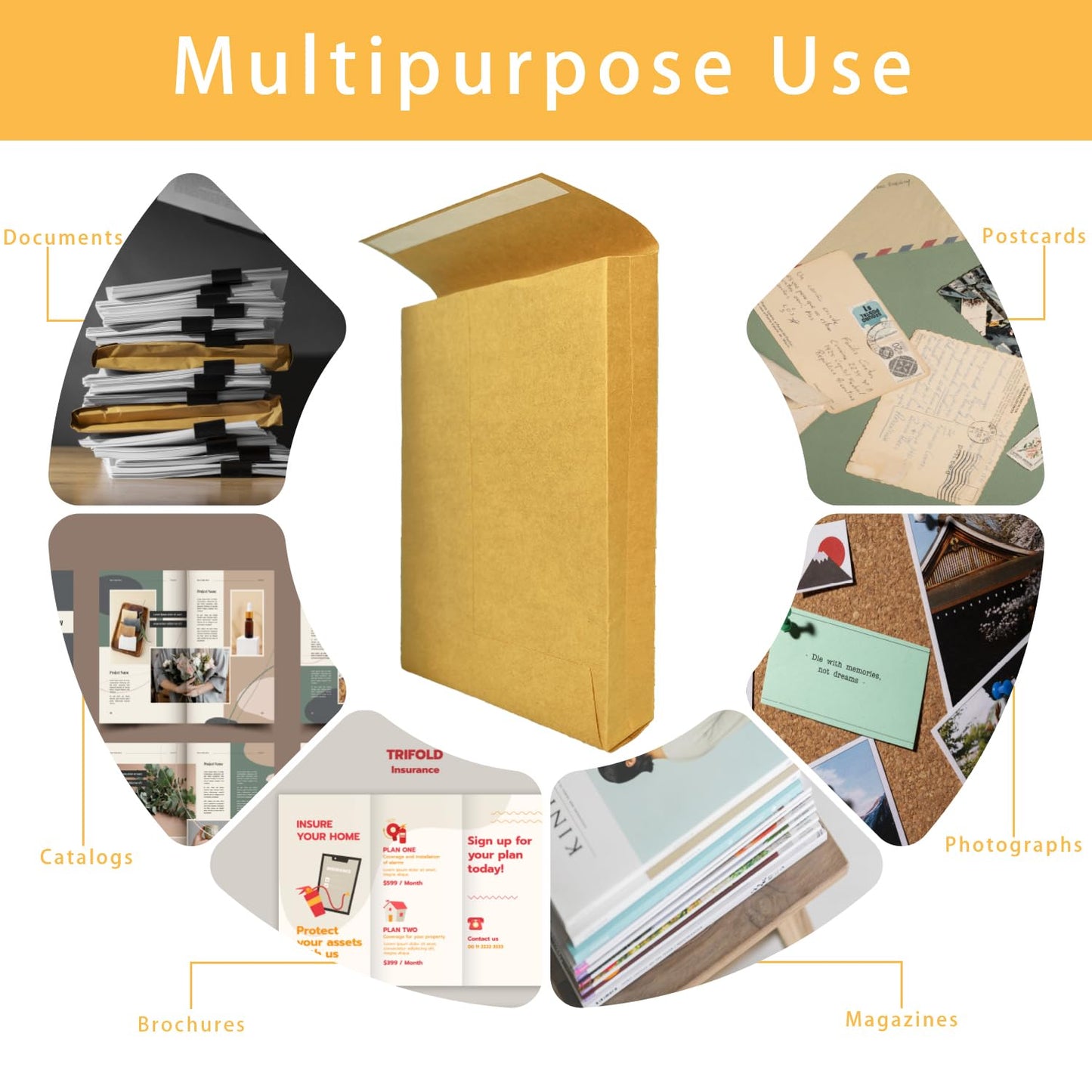 Tanshuqin 10.24" x 15.6" Expandable Envelopes Large Kraft Envelopes Catalog Envelopes for Home Office Business Storage and Organizing, Photos, Documents (20 PCS)