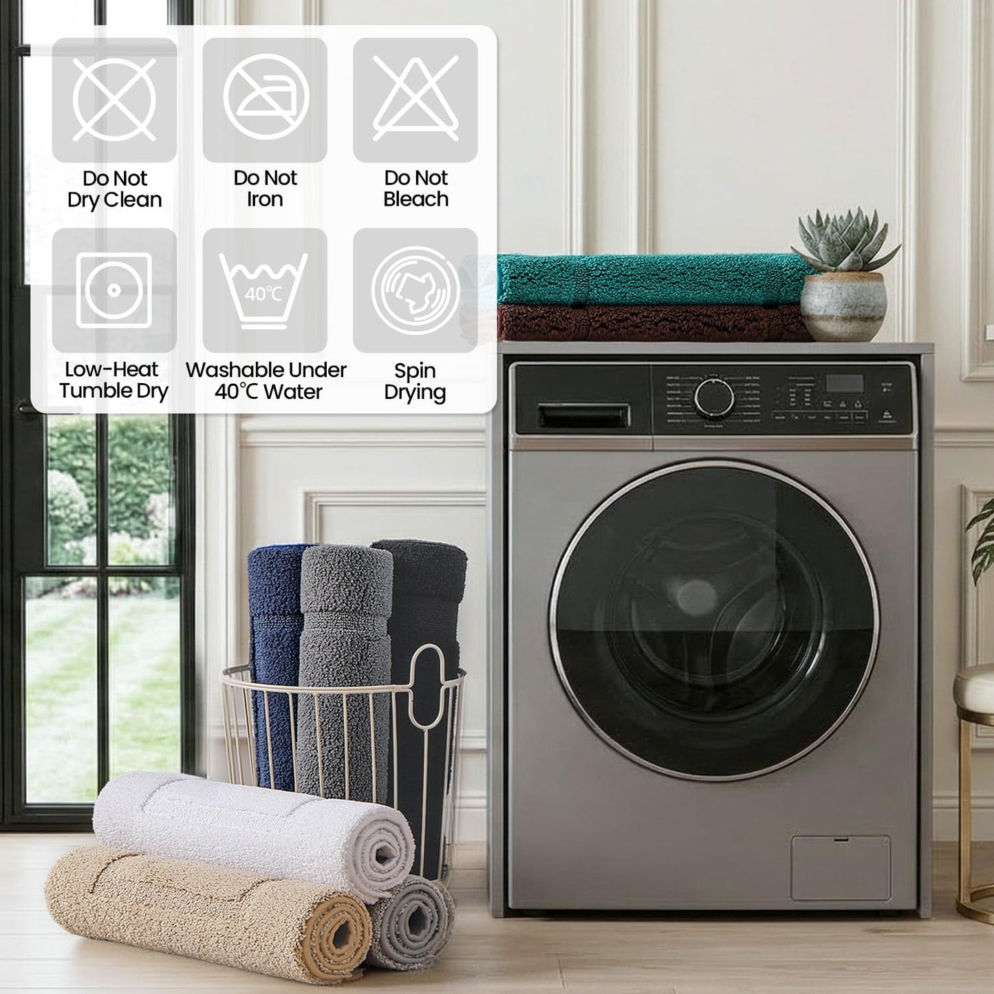 DEXI Bath Mat 20x32, Water Absorbent Microfiber Large Bathroom Rug with Non Slip Backing, Machine Washable Bathmat Shower Carpet for Floor, Tub, White