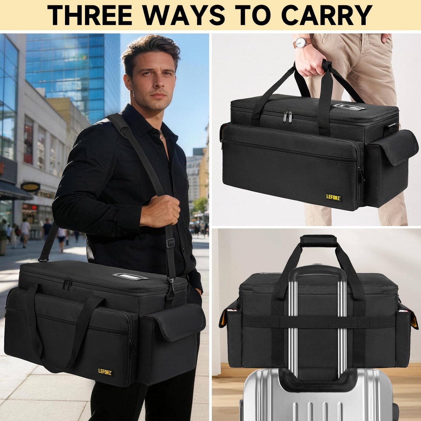 Large DJ Equipment Bag with 6 Detachable Dividers,DJ Cable File Bag with Laptop and Microphone Slots,Travel Dj Gig Organizer Bags for DJ Gear,Musicians, Professional and Dj Accessories(21.5"×12"×11")