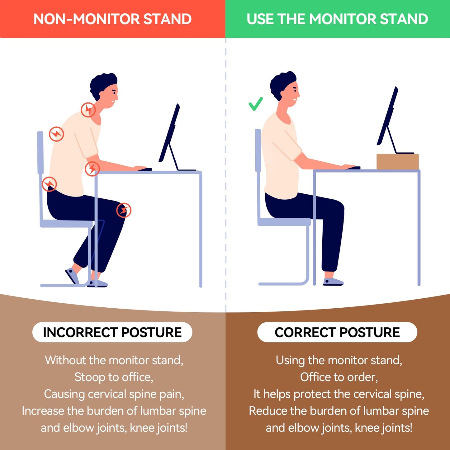 KIRIGEN Monitor Stand Wooden -Desk Stand Wood for Computer/Laptop/TV Printer - Monitor Arms & Stands Desk Riser for Office Organizers -Desktop Workspace (59 Natural)