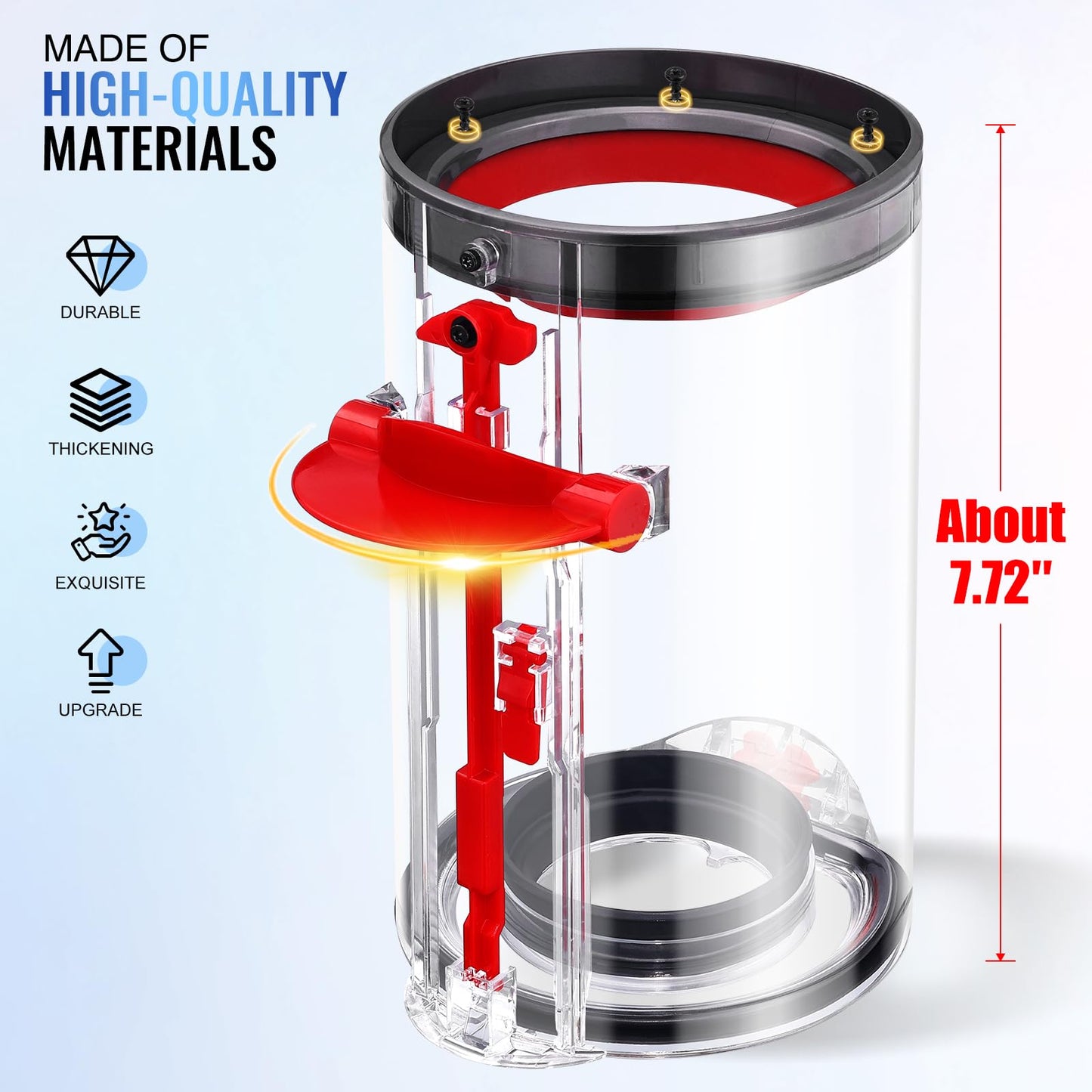 Upgraded Canister Replacement for Dyson V11 V15 SV14 SV15 SV22 Vacuum Cleaner Dust Bin, for Large Bin Part no. 970050-01 and Part no. 965443-01 with HEPA Filter