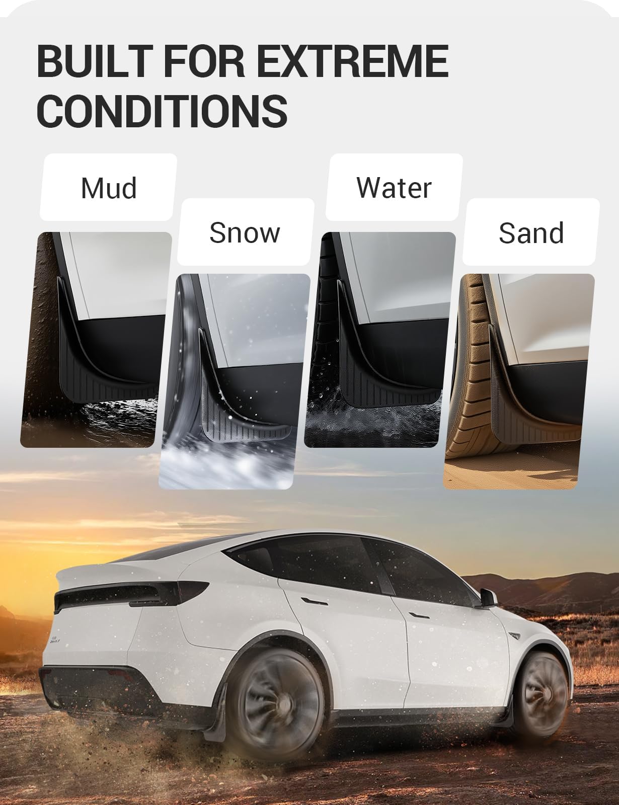 BASENOR 2026 Tesla Model Y Mud Flaps Splash Guards Fenders [No Drilling No Tape] [Paint Protection] All Weather Tire Protector TPE Mudflaps for Model Y Juniper 2025 2026(Standard/Premium/Performance)