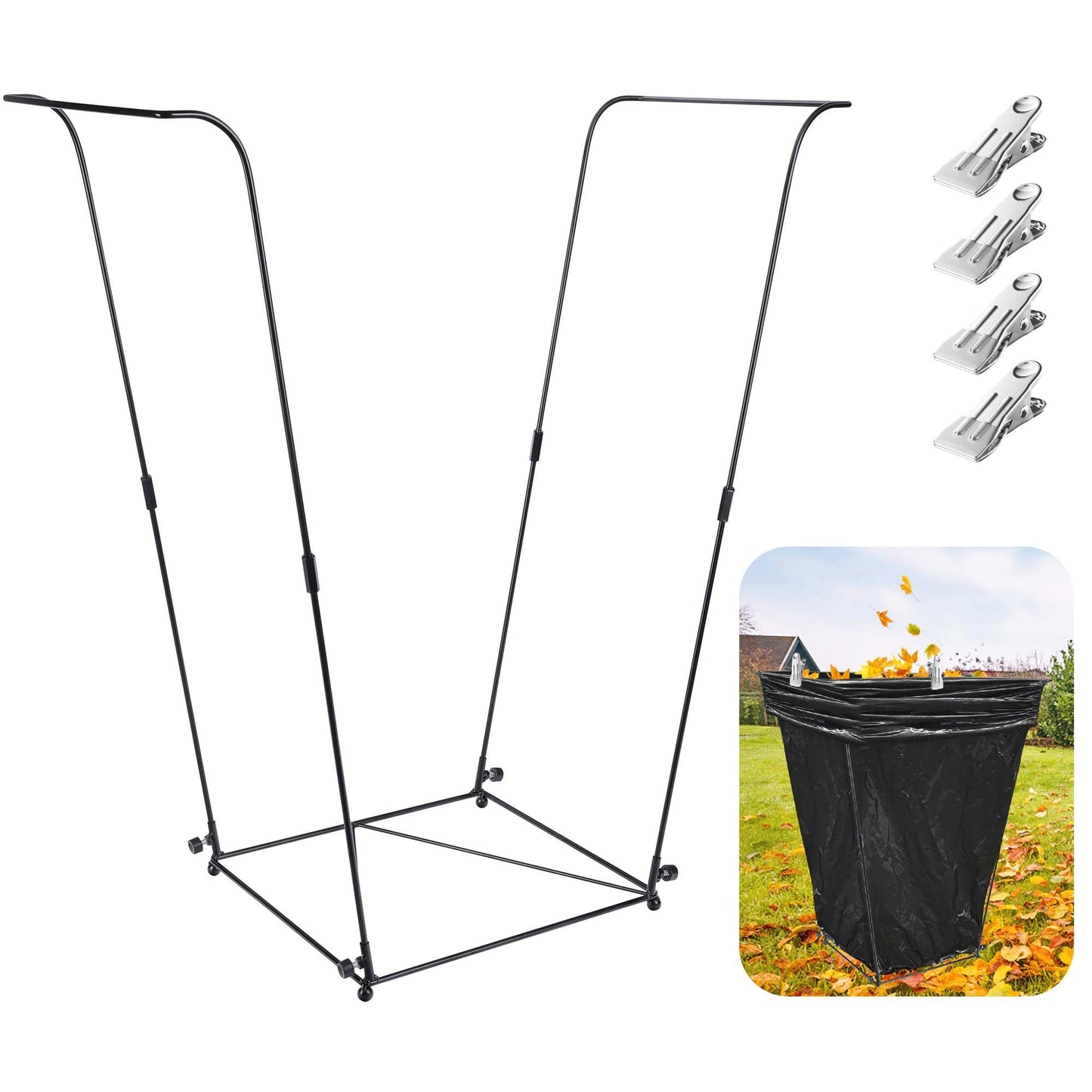 LFUTARI 1pc Metal Trash Bag Holder - Garbage Bag Holder Frame Holds 30-45 Gallon Plastic Bags-Multi-Use Outdoor Leaf Bag Stand for Yard Camping Garden Lawn Party Supplies