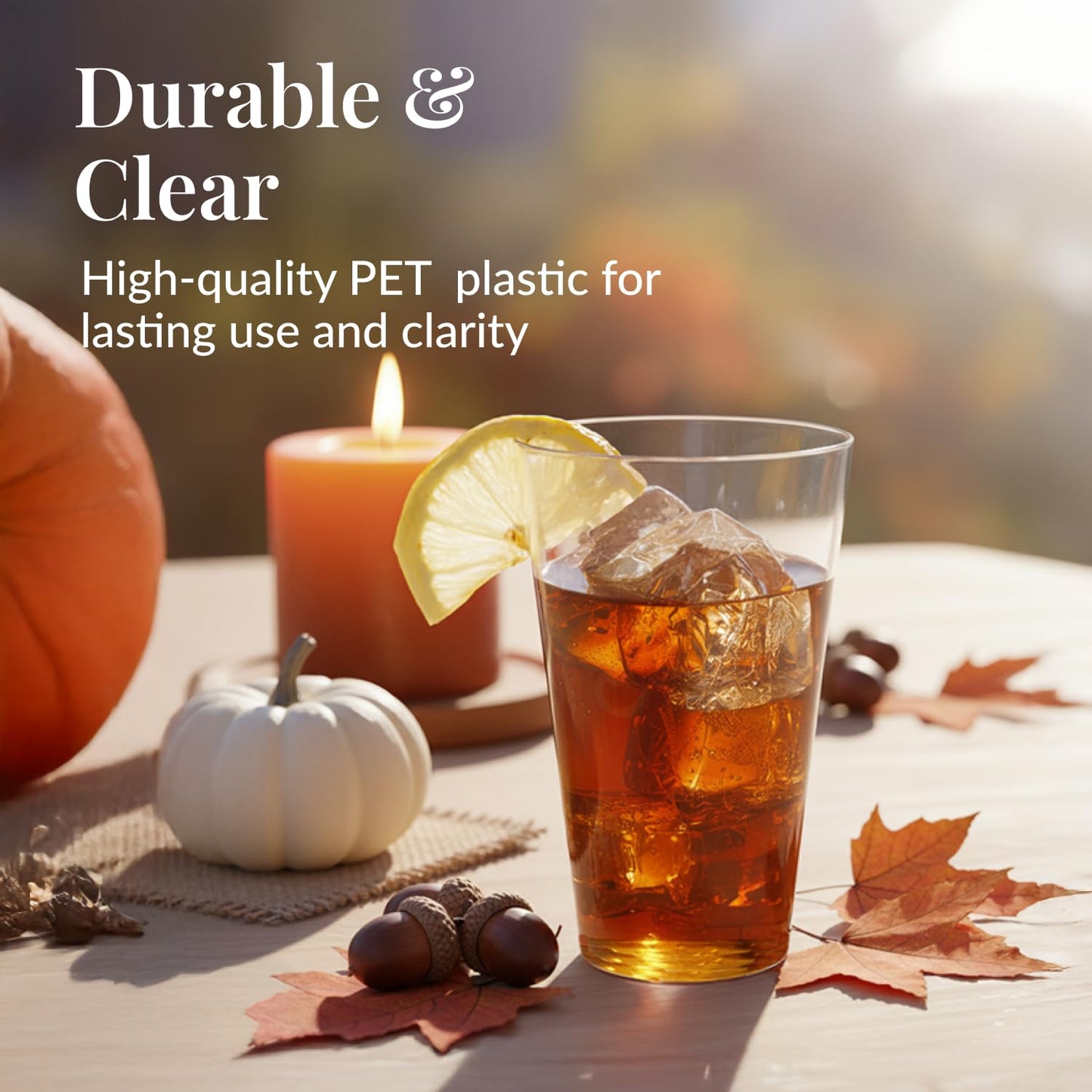 Clear Plastic Cups - 14 oz 100 Pack Hard Disposable Wine Tumblers - Cocktail Glasses - Party Drinkware Bulk Wedding Tumblers - Disposable Wine Glasses Wedding