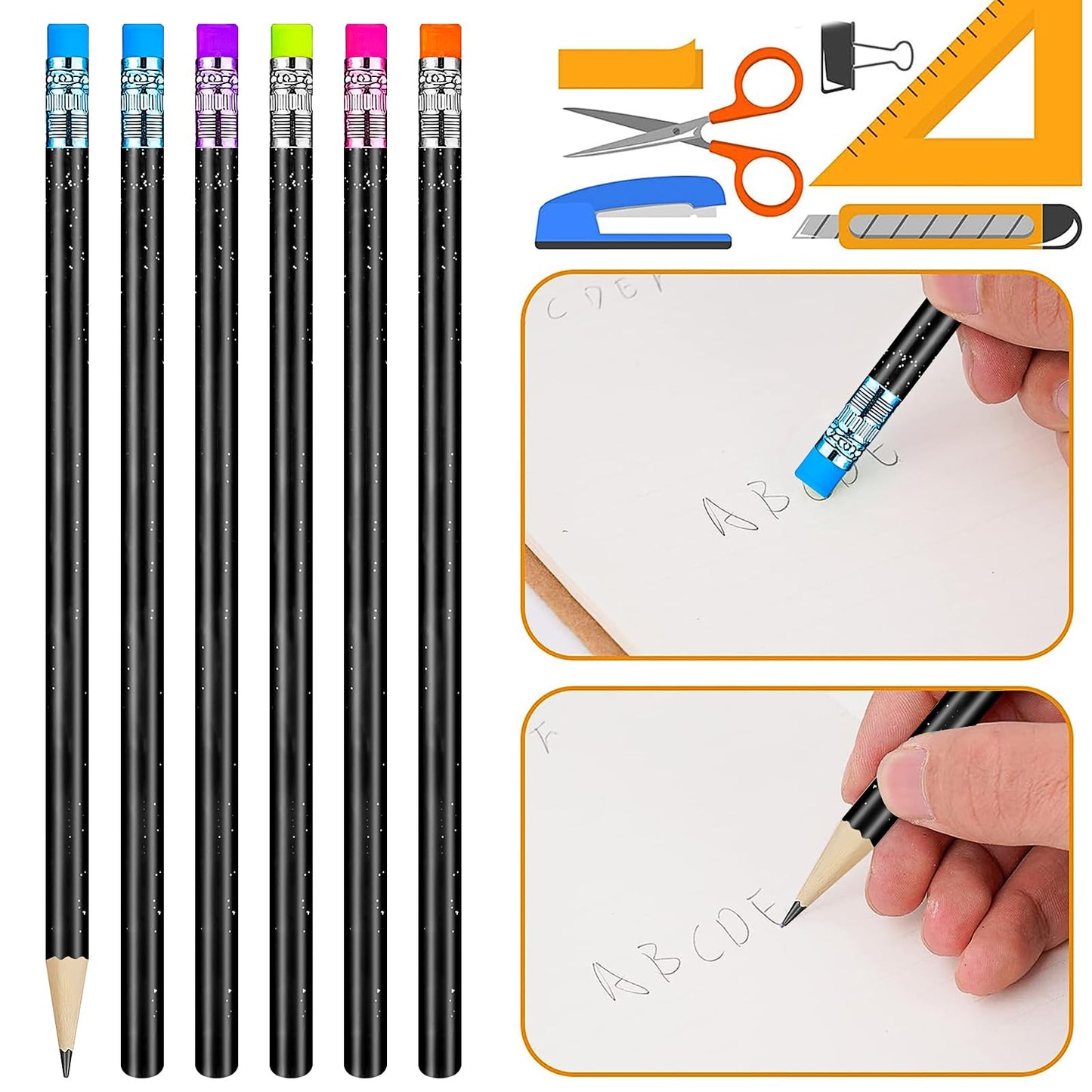 100 Pieces Color Changing Mood Metallic Glitter Pencil with Eraser Wooden Pencils Heat Activated Color Changing Pencils Thermochromic Pencils for Graduation Kids Birthday Gift Party Favors