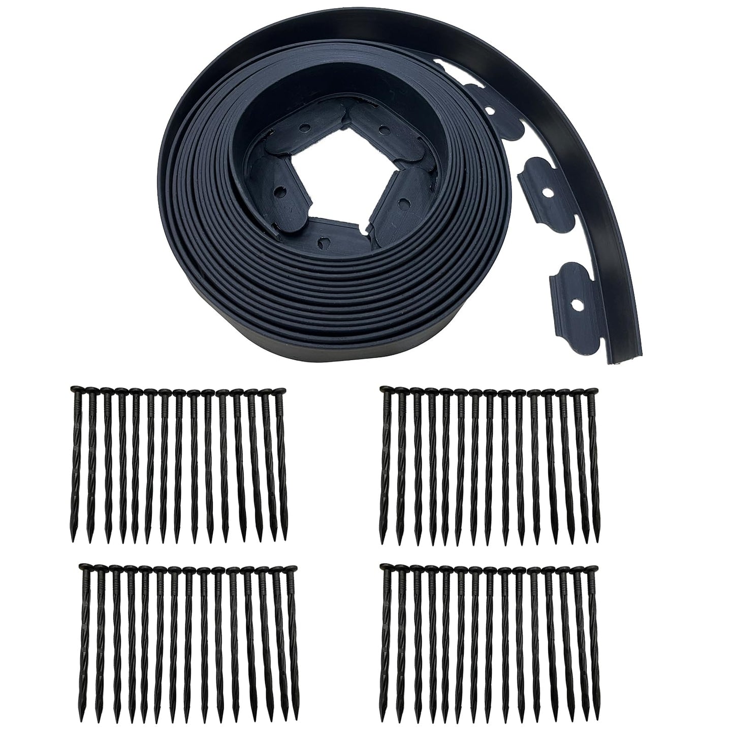 Garden Edging 66FT, 2in Tall Landscape Edging Kit Lawn Edging with 60pcs Spikes Edging Border for Flower Beds Surrounds, Yard Edging, Sidewalks, Pathway Paver, Black