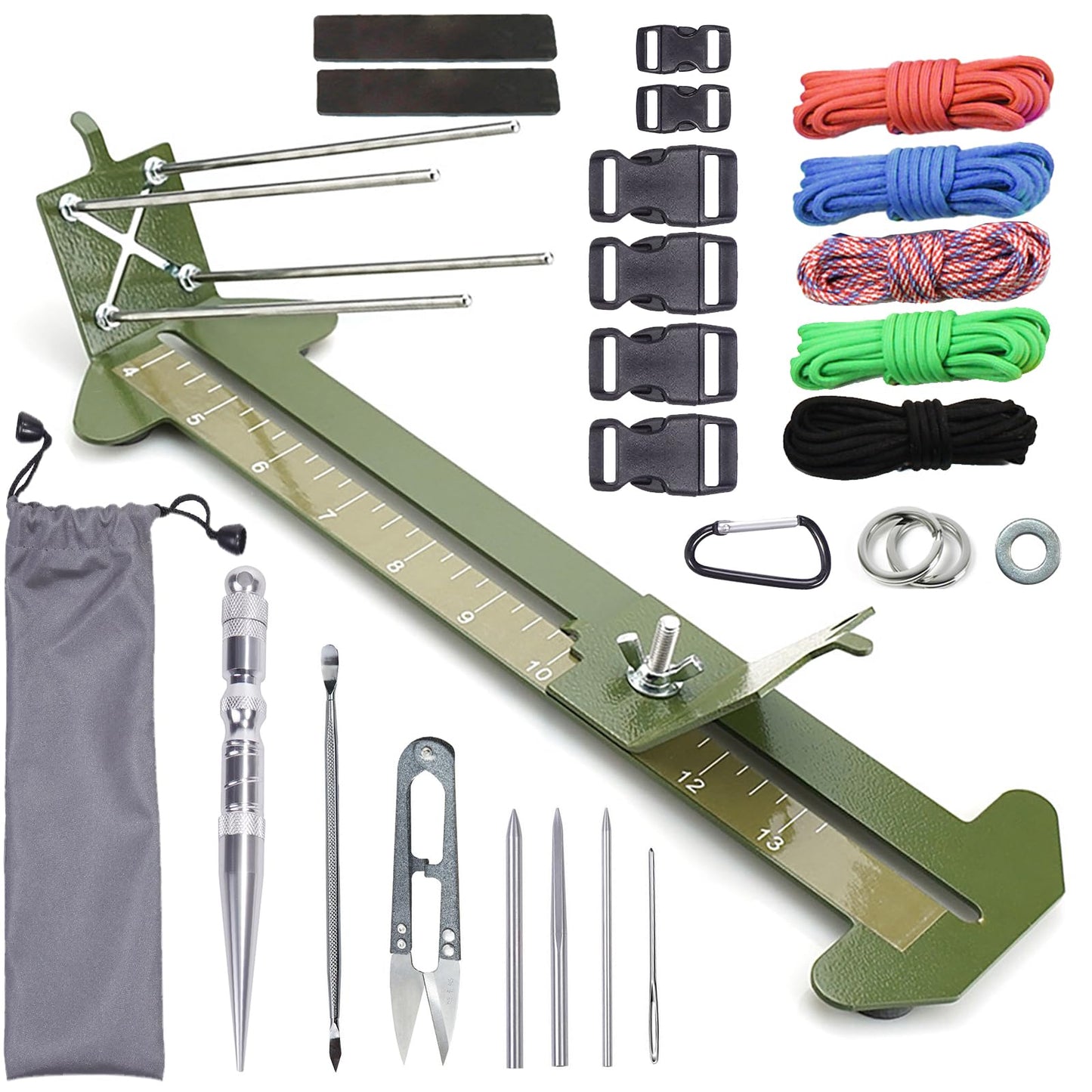Paracord Jig Tools Bracelet Making Kit Paracord Jig Weaving Tools Accessories Loom DIY Craft Maker with 5 Cords and 6 Buckles with Marlin Spike Kit