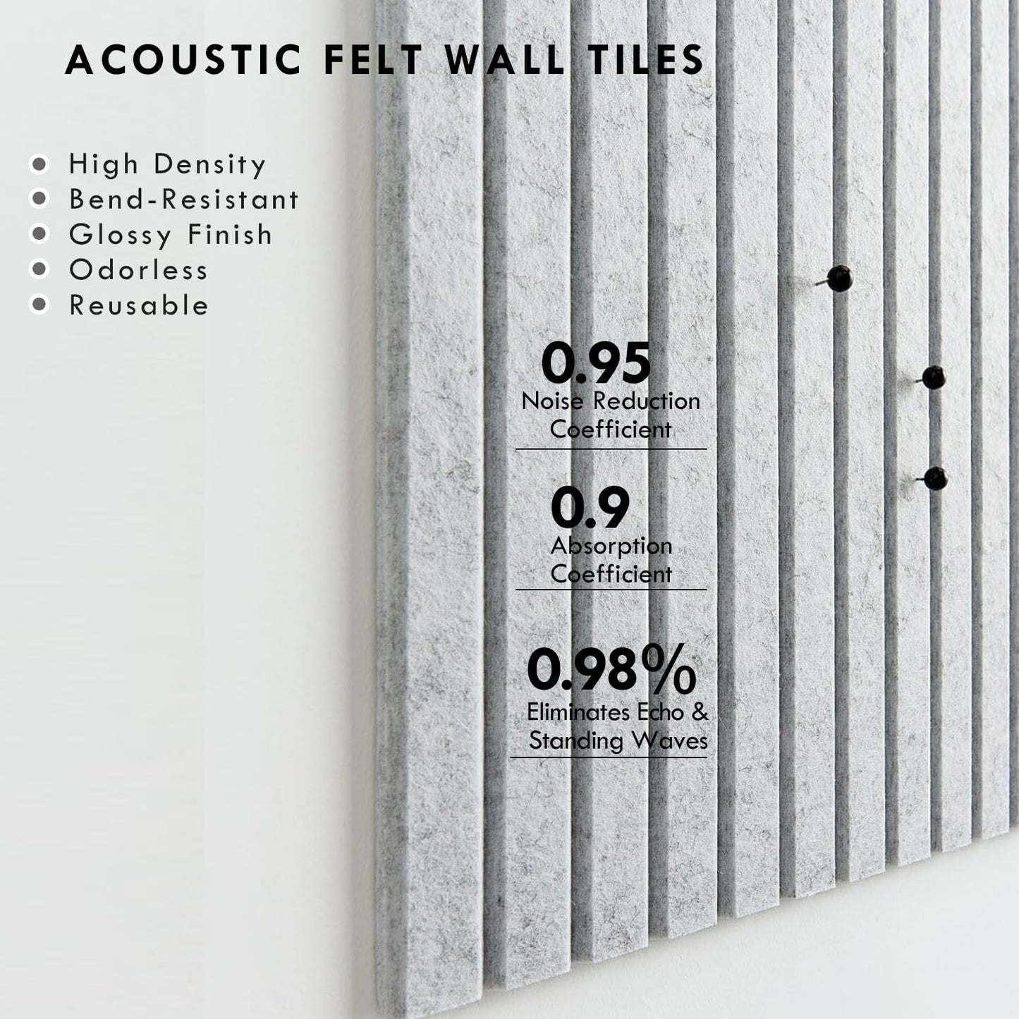 InnoStars Large Cork Board Alternative, 47" x 35" 12 Pack Felt Wall Tiles with Safe Removable Adhesive Tabs and 50 Push Pins - Pin Board for Office - Light Grey
