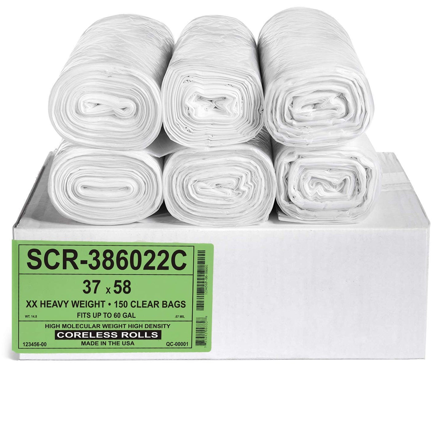 Aluf Plastics 55-60 Gallon Trash Bags - (Commercial 150 Pack) - Source Reduction Series Value High Density 22 Micron Gauge (equiv) - Intended for Home, Office, Bathroom, Paper, Styrofoam