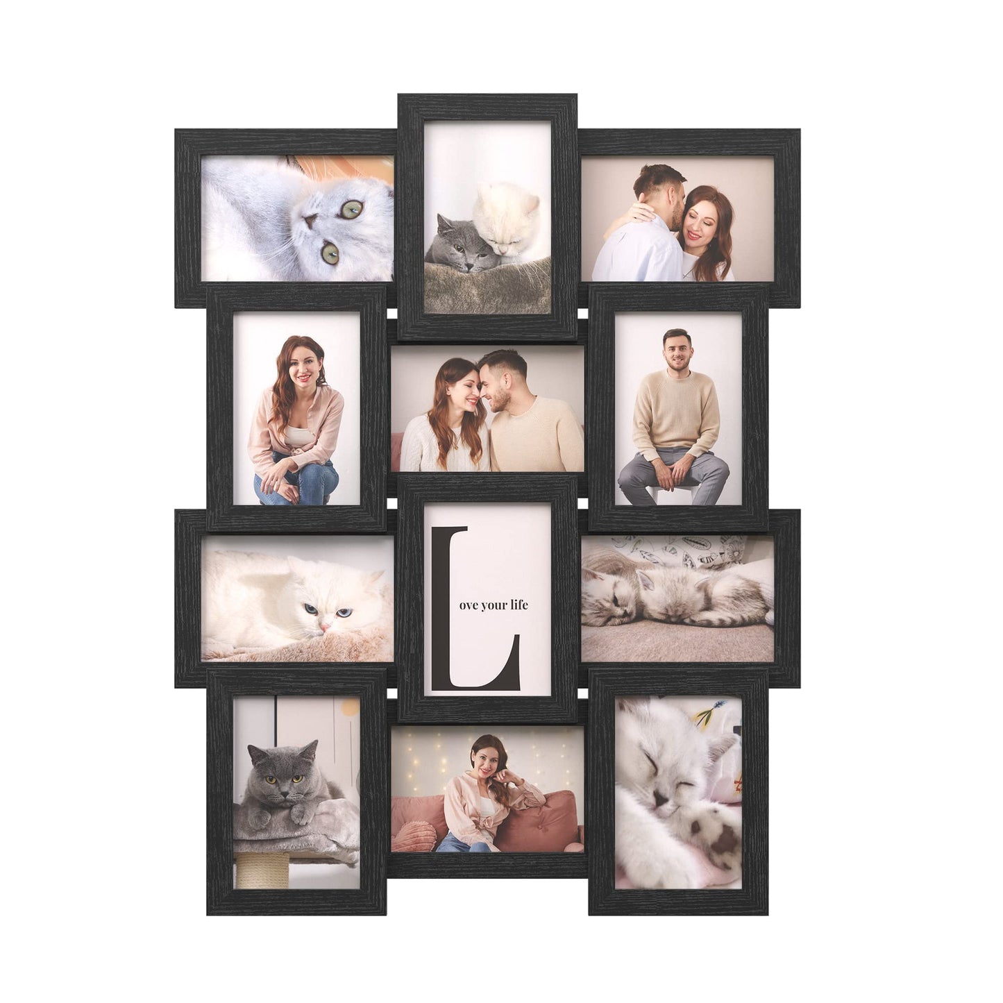 SONGMICS Collage Picture Frames, 4x6 for Wall Decor 12 Pack, Assembly Required, Ink Black URPF26BK
